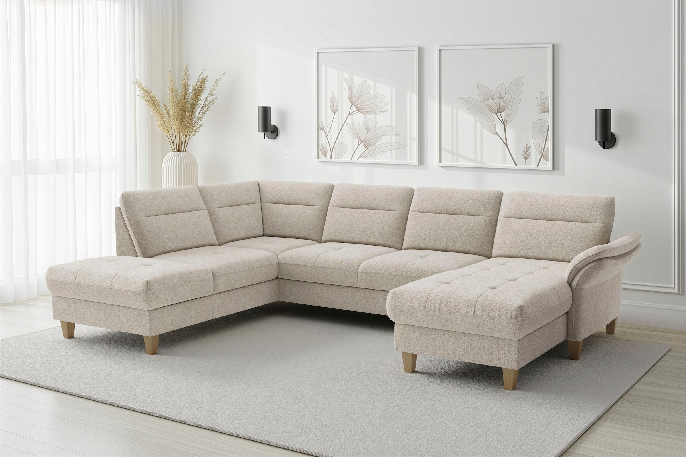 sit&more "Pamela U-Form, B: 292 cm, optional Schlaffunktion & Bettkasten" mit Federkern