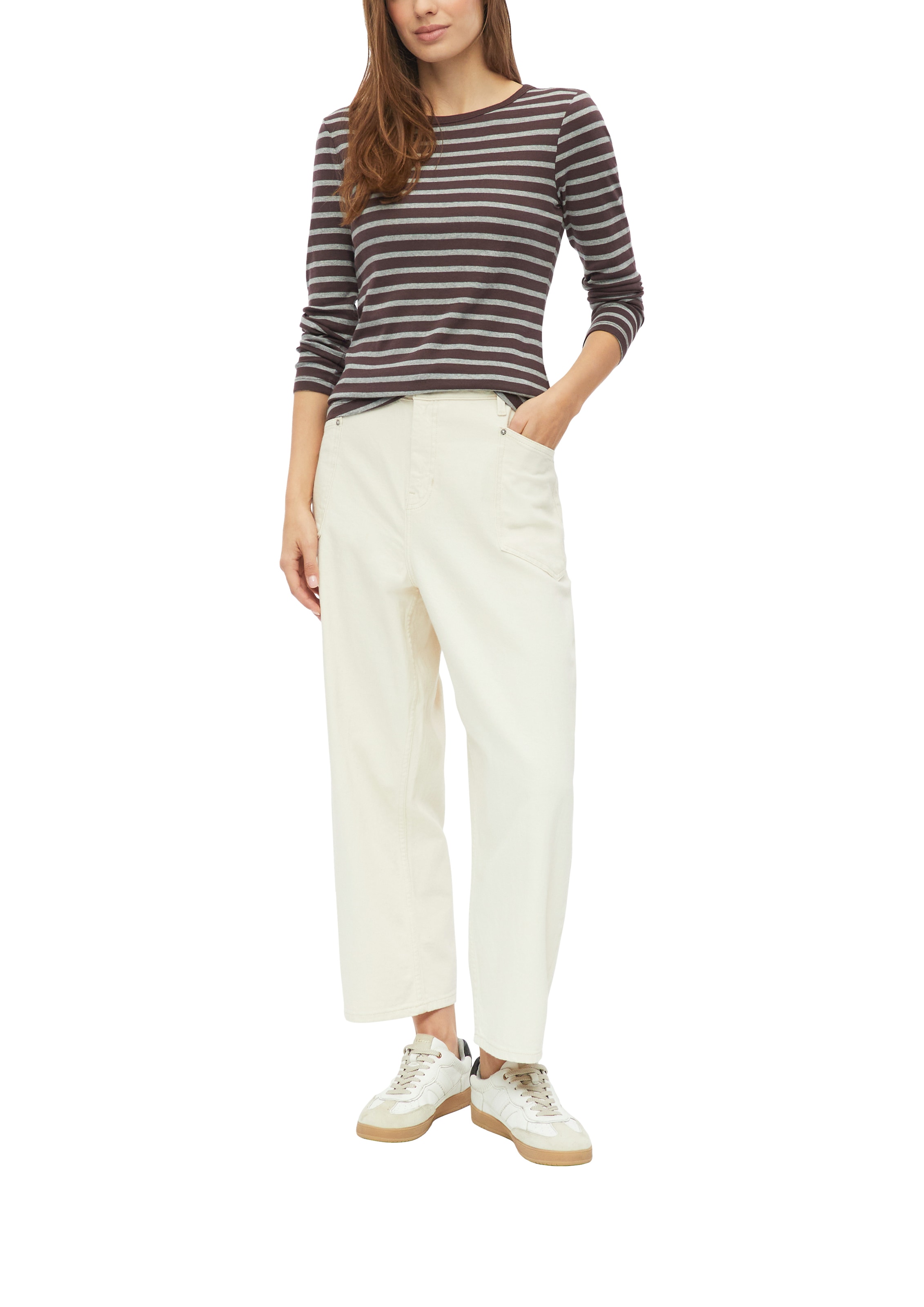 s.Oliver Langarmshirt im Streifen-Look / Rundhals