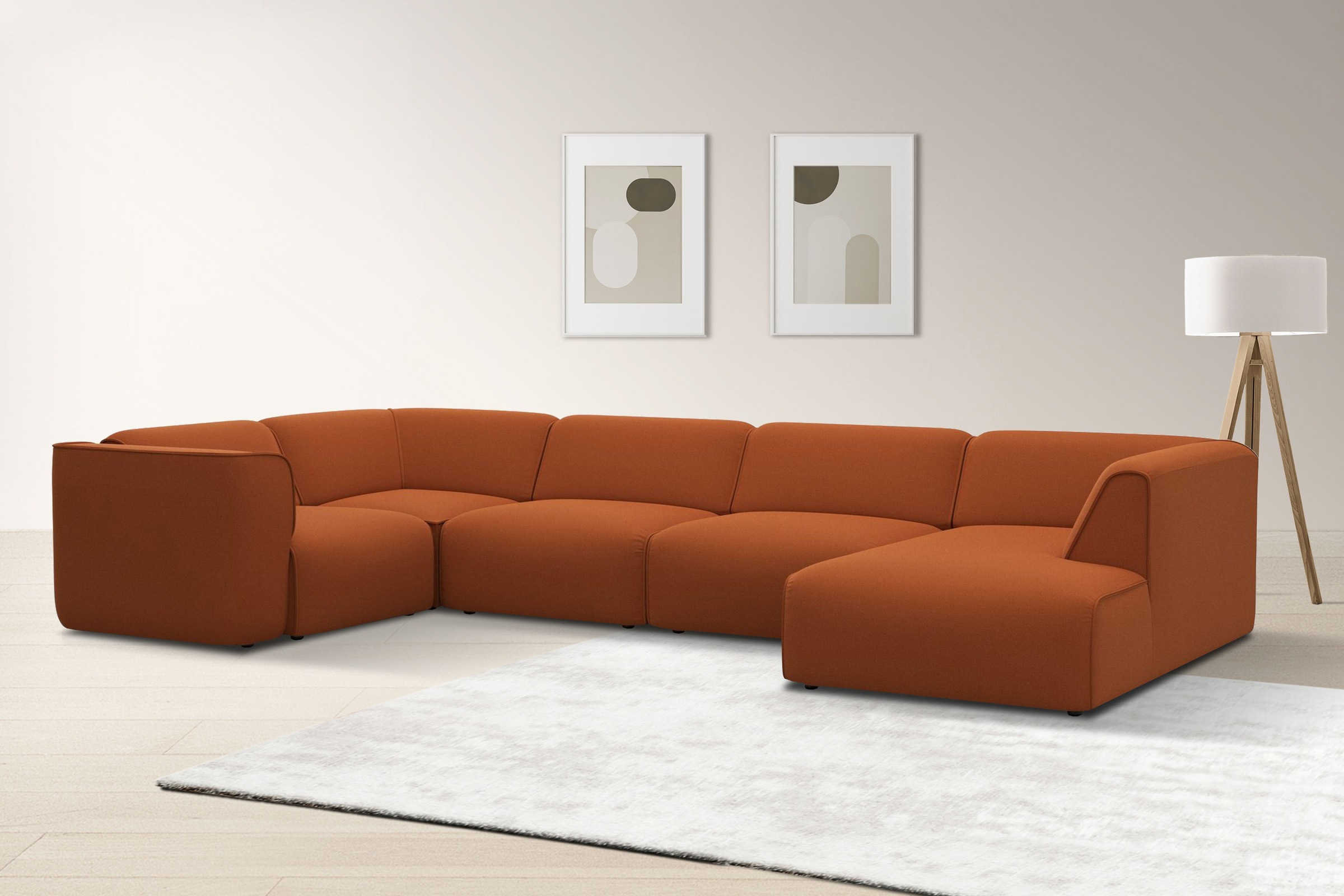 OTTO home Wohnlandschaft "Merid U-Form, B: 367 cm" jederzeit durch Module e günstig online kaufen