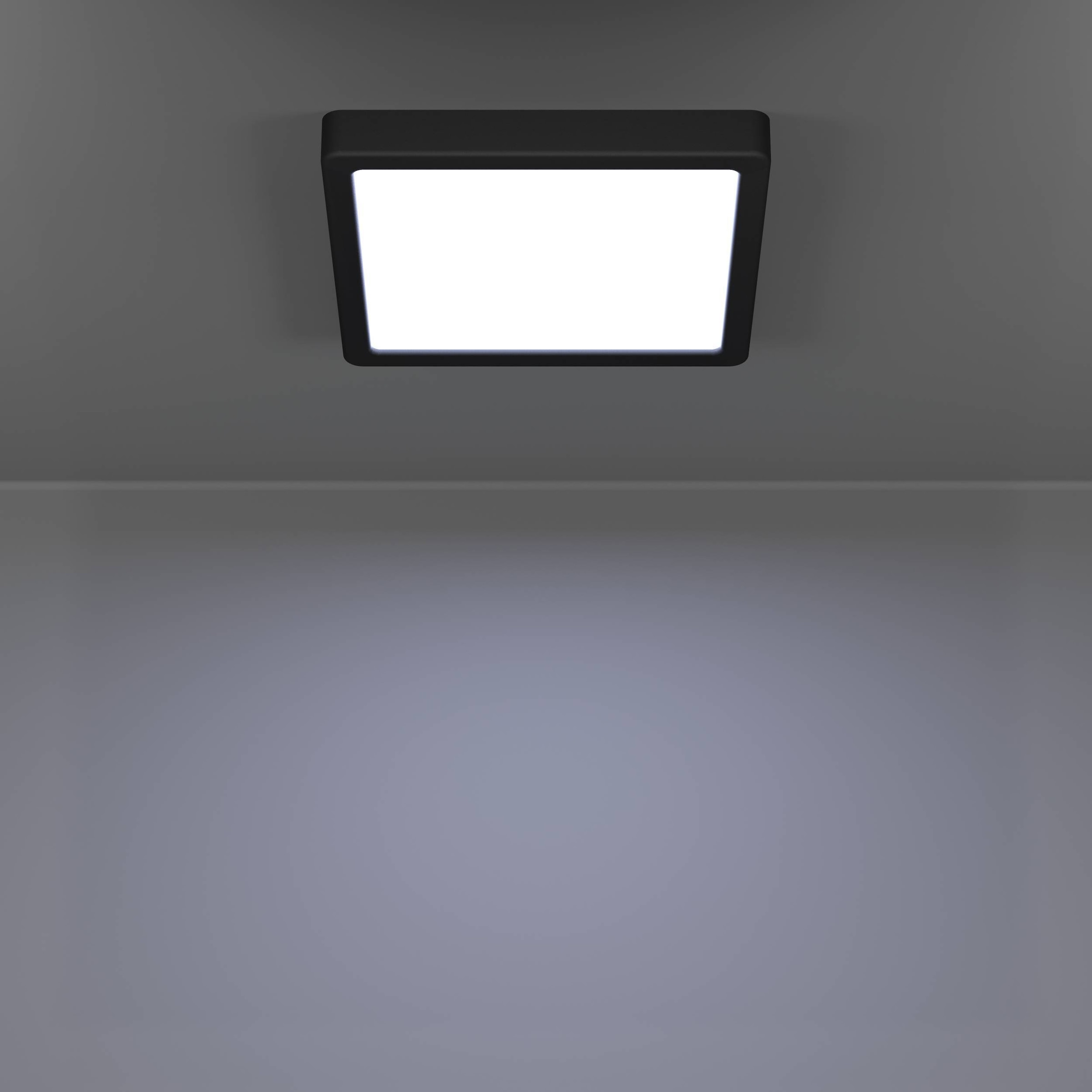 EGLO Aufbauleuchte »Fueva 6 Deckenleuchte, Badlampe Decke, Kunststoff, Deckenbeleuchtung« LED-Modul 1 Stk. Kaltweiß | Neutralweiß | Warmweiß Aufbauleuchte - L22 x B22 x H2,5 cm - schwarz - 10,5W inkl.