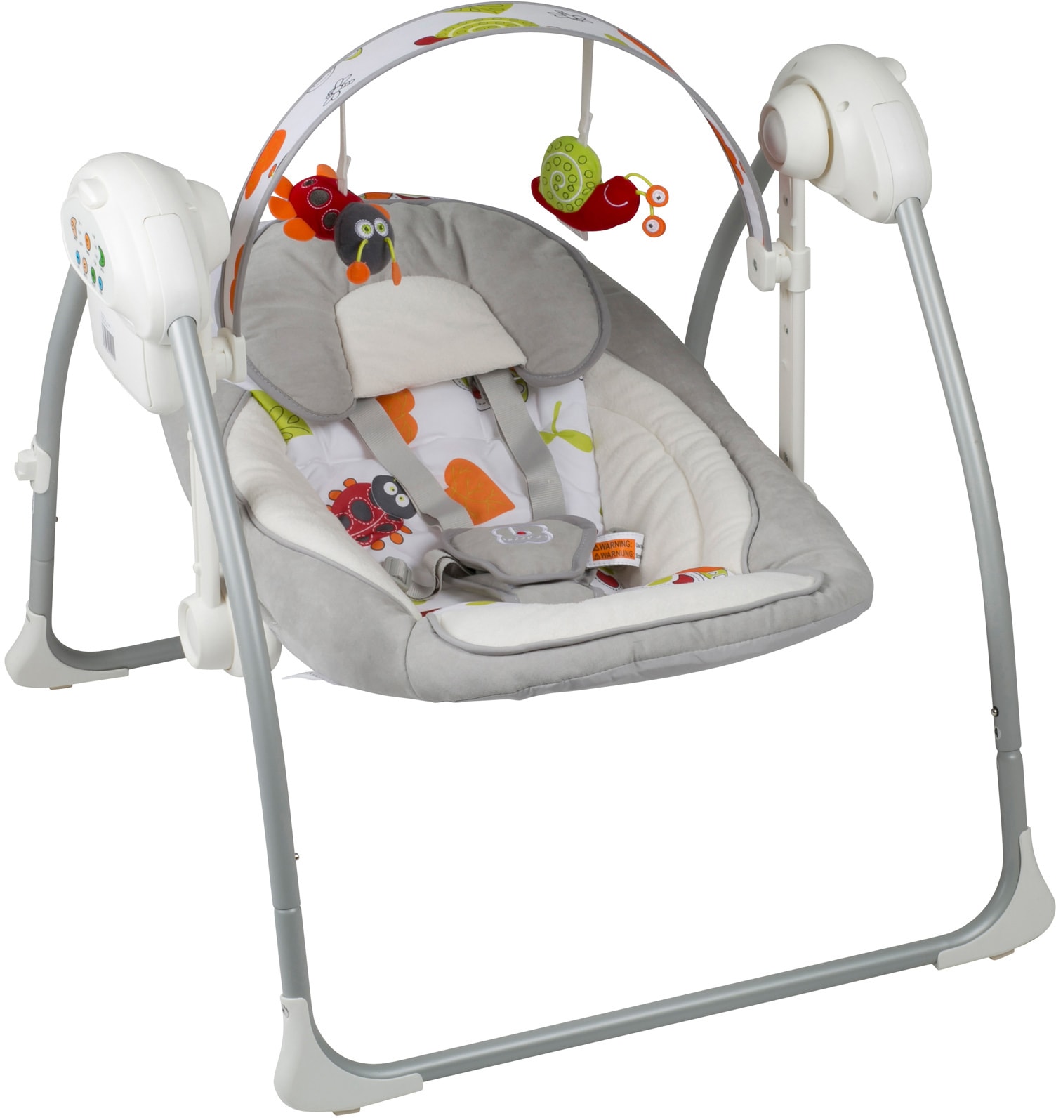 BabyGo Babywippe "Dandly, grey" bis 9 kg elektrisch, mit Sound