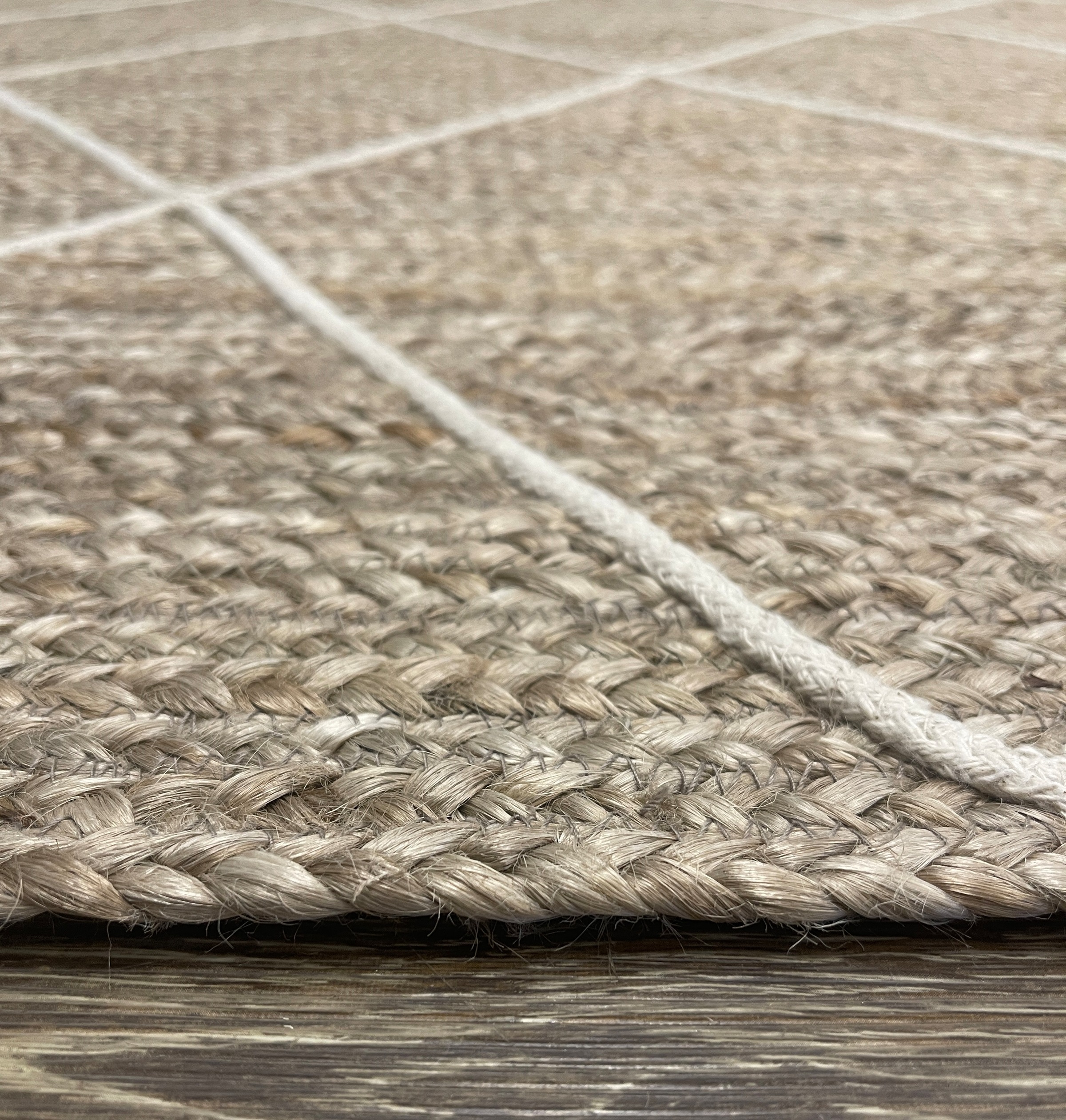 Teppich "Juna Essence", beige (naturgrau,beige,weiß), B:80cm H:10mm L:250cm, Jute, MYFLAIR MÖBEL & ACCESSOIRES, Teppiche, Teppich, Juteteppich, handgeflochten, meliert, Rauten Muster, auch als Läufer 3