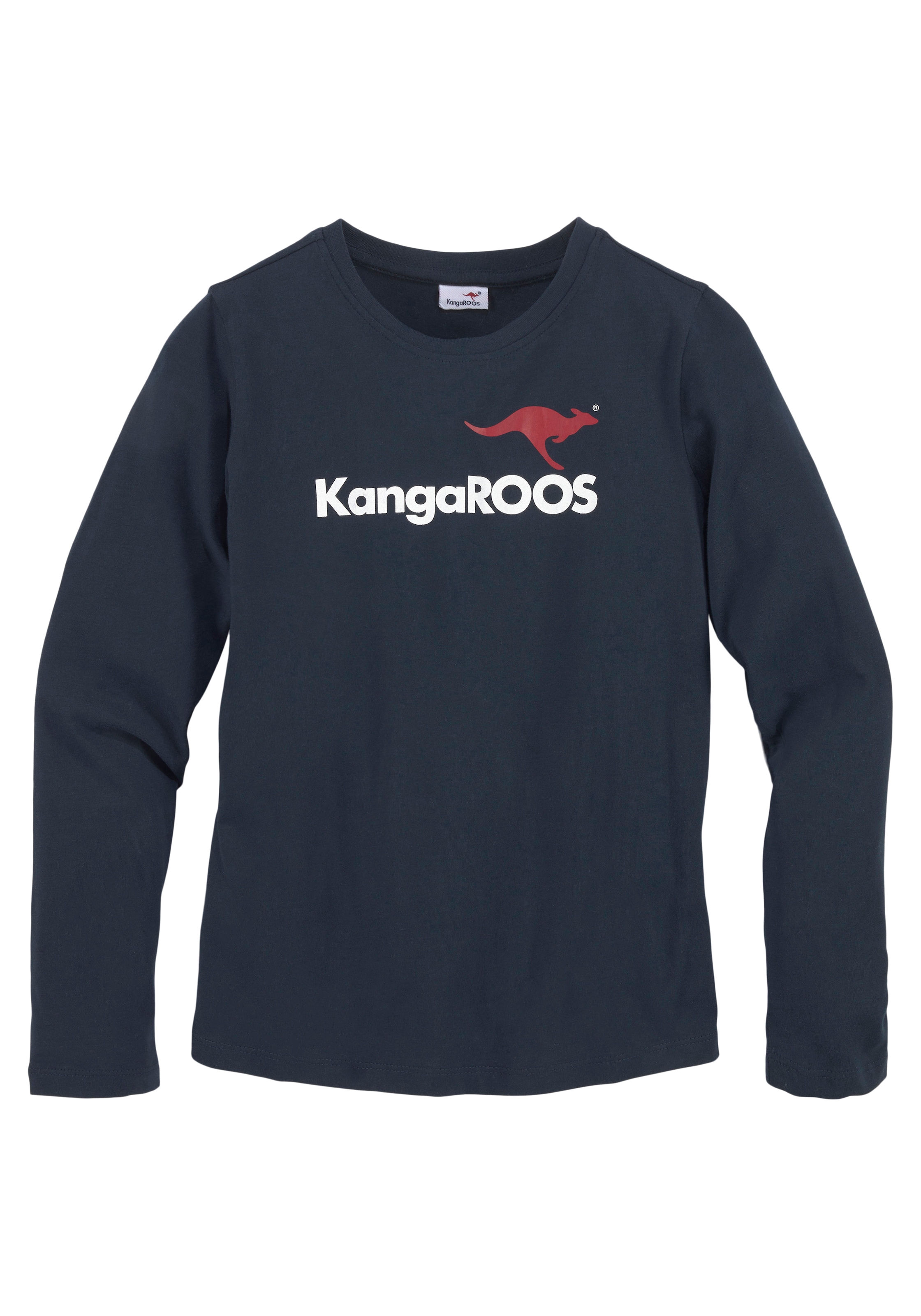 KangaROOS Langarmshirt »Basic Logo«, Langarm, mit peppigem Druck, Rundhalsausschnitt, aus Baumwolle