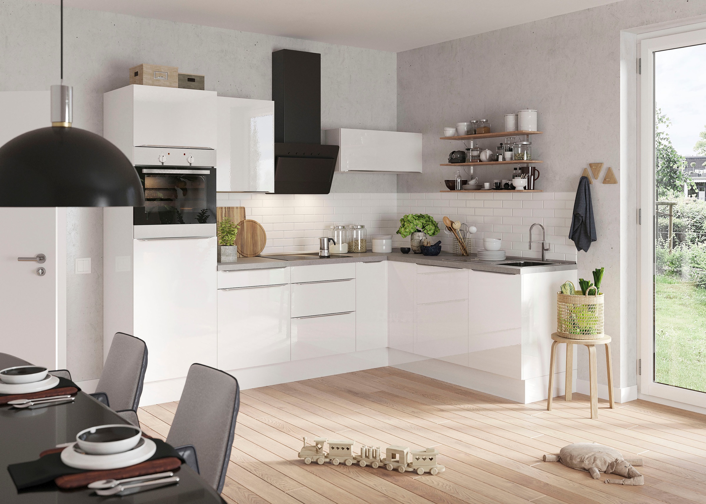OPTIFIT Winkelküche »Aken«, mit E-Geräten, Stellbreite 200 x 270 cm