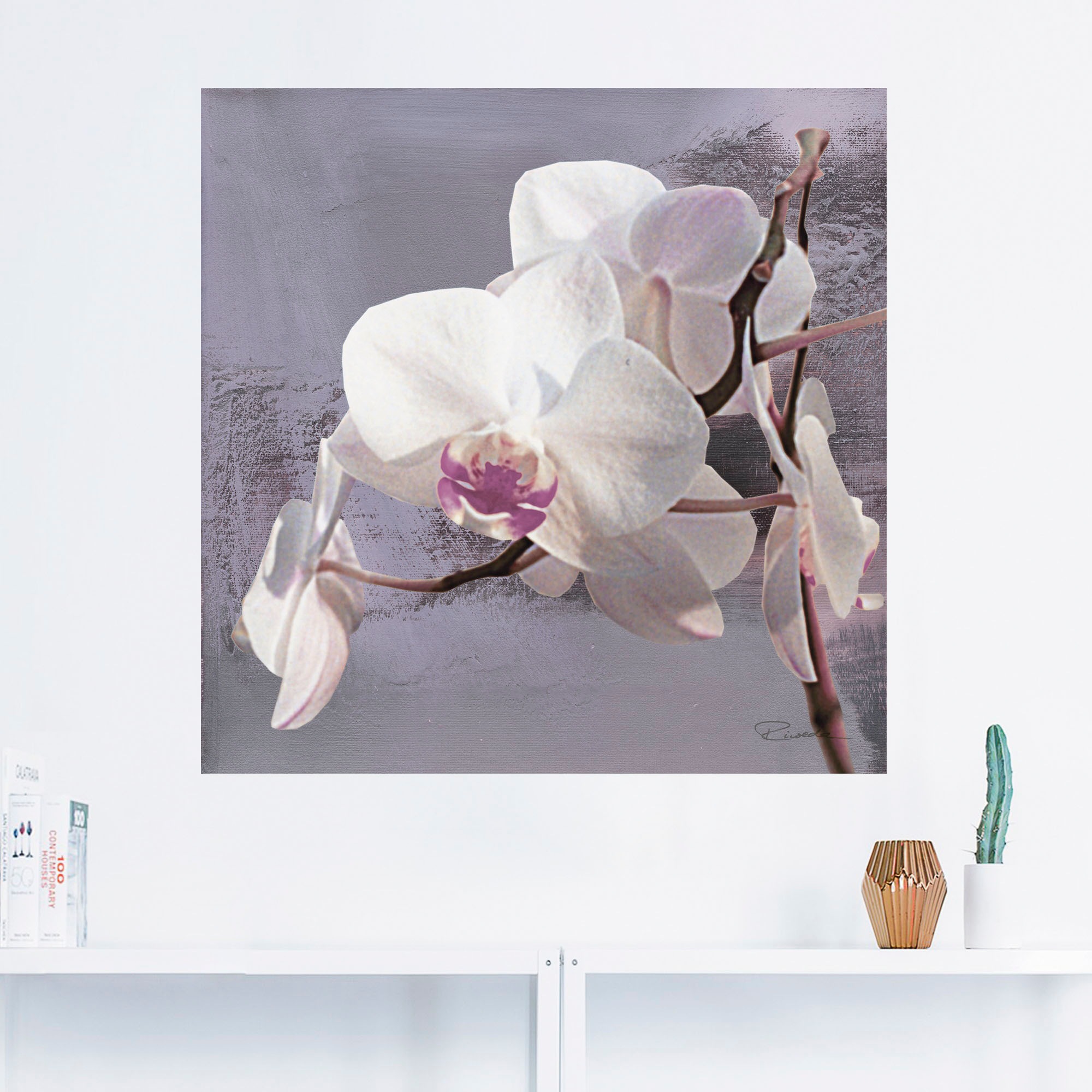 Artland Wandbild »Orchideen vor Violett I«, Blumen, (1 St.), als Alubild, Outdoorbild, Leinwandbild, Poster, Wandaufkleber