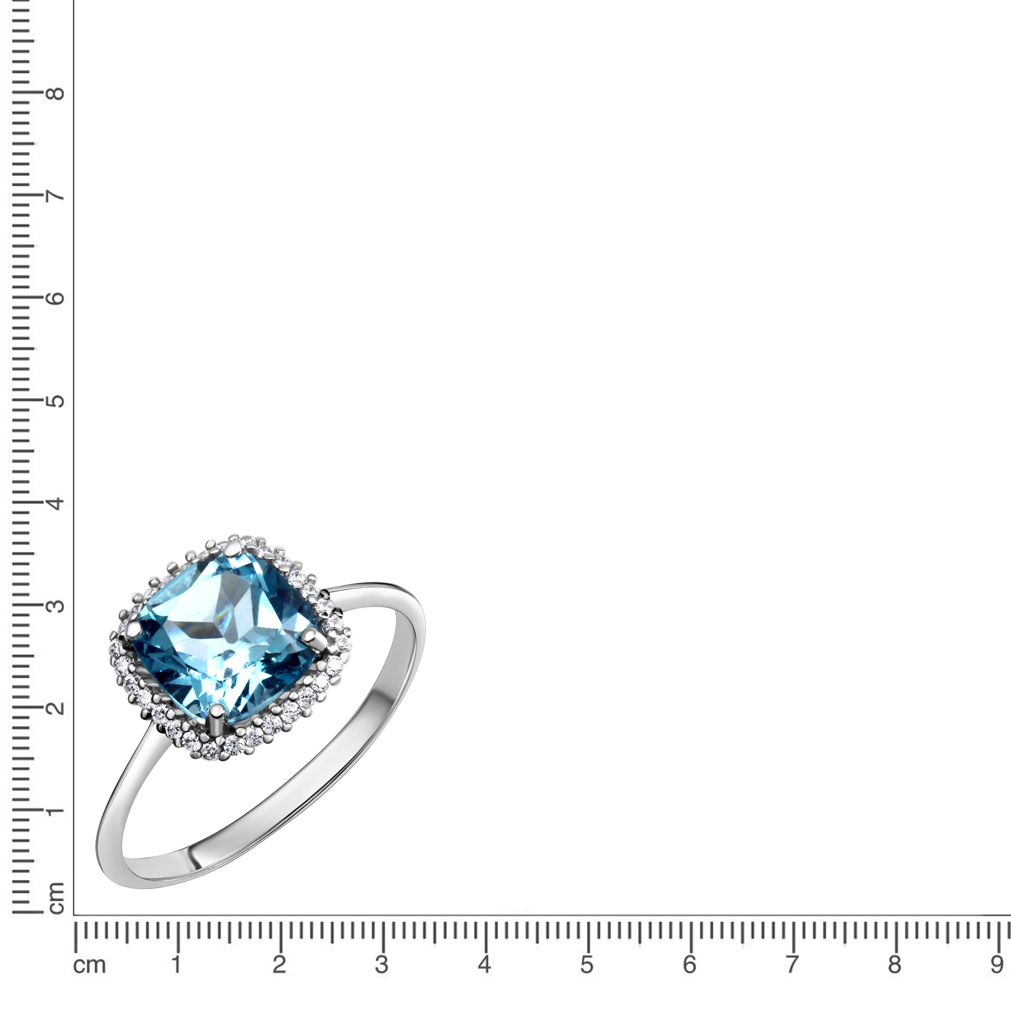 Fascination by Ellen K. Fingerring »375 Weißgold mit Blautopas (beh.) und Zirkonia weiß«