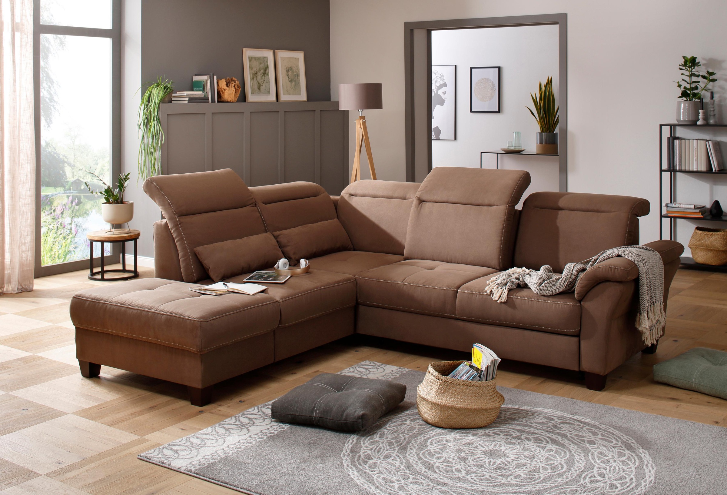 Home affaire Ecksofa "Solvei L-Form" wahlweise auch mit Kopfteilverstellung günstig online kaufen