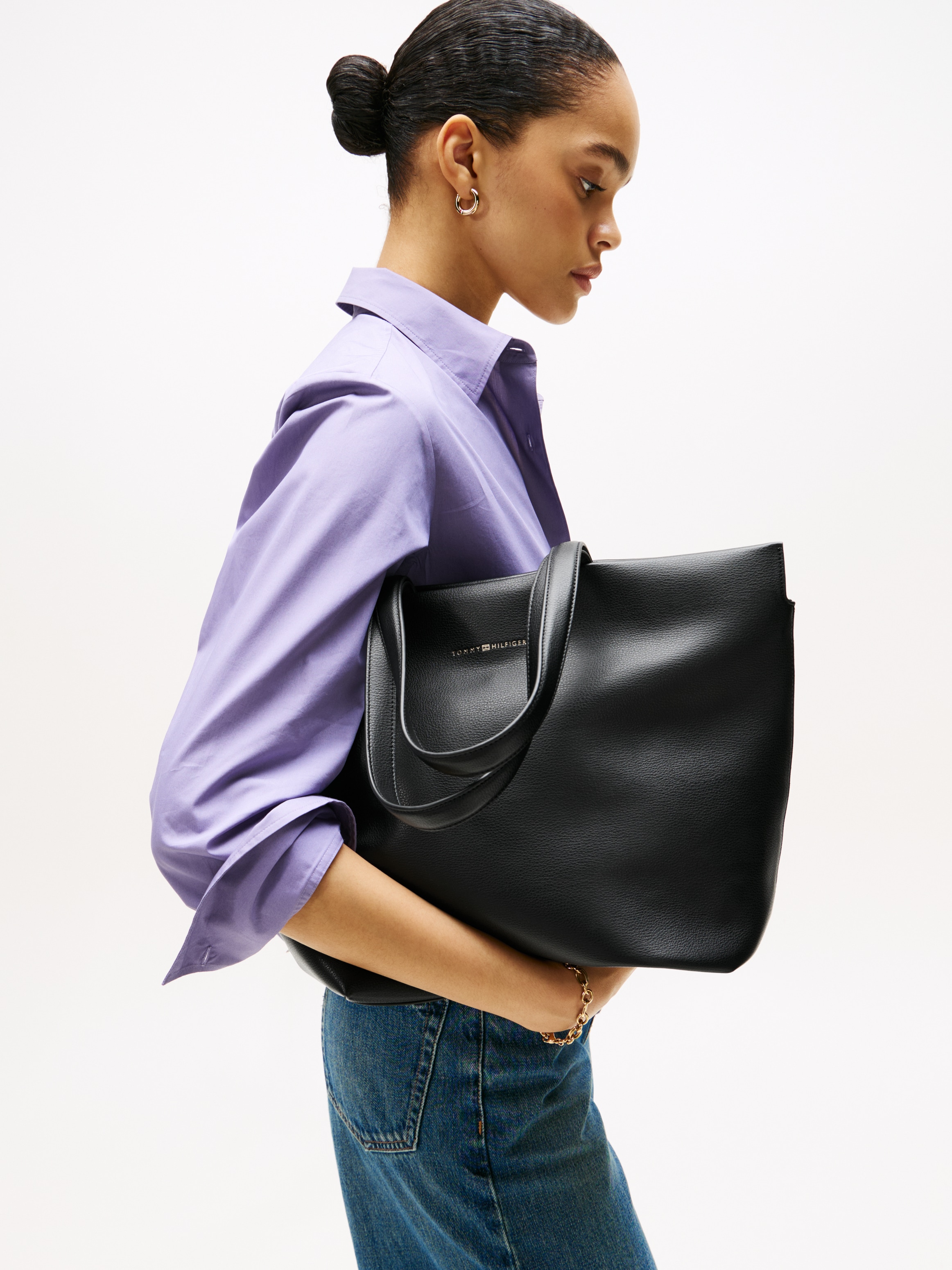 Tommy Hilfiger Tragetasche »TH LOGOTAPE TOTE«, Damen Shopper, Umhängetasche mit Logoschriftzug