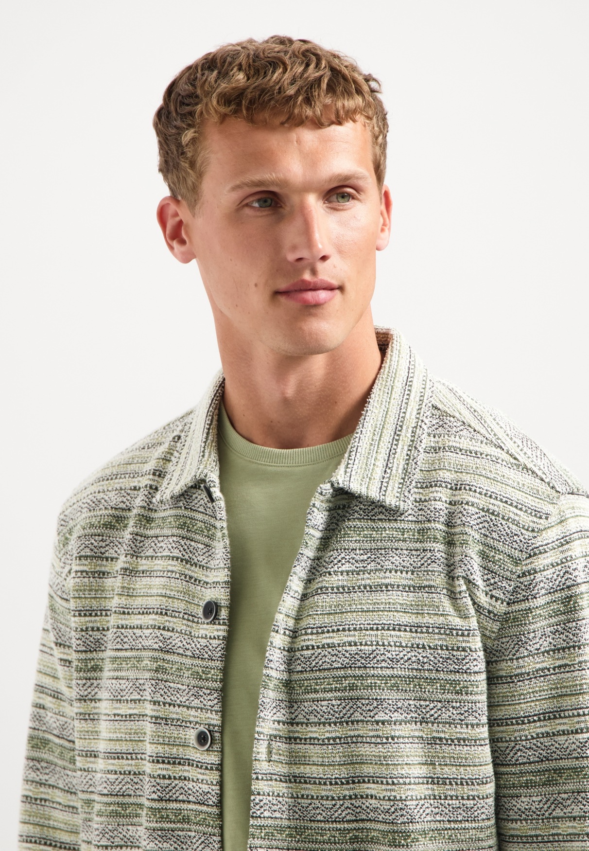 NO EXCESS Langarmhemd »No Excess Gestricktes Overshirt«