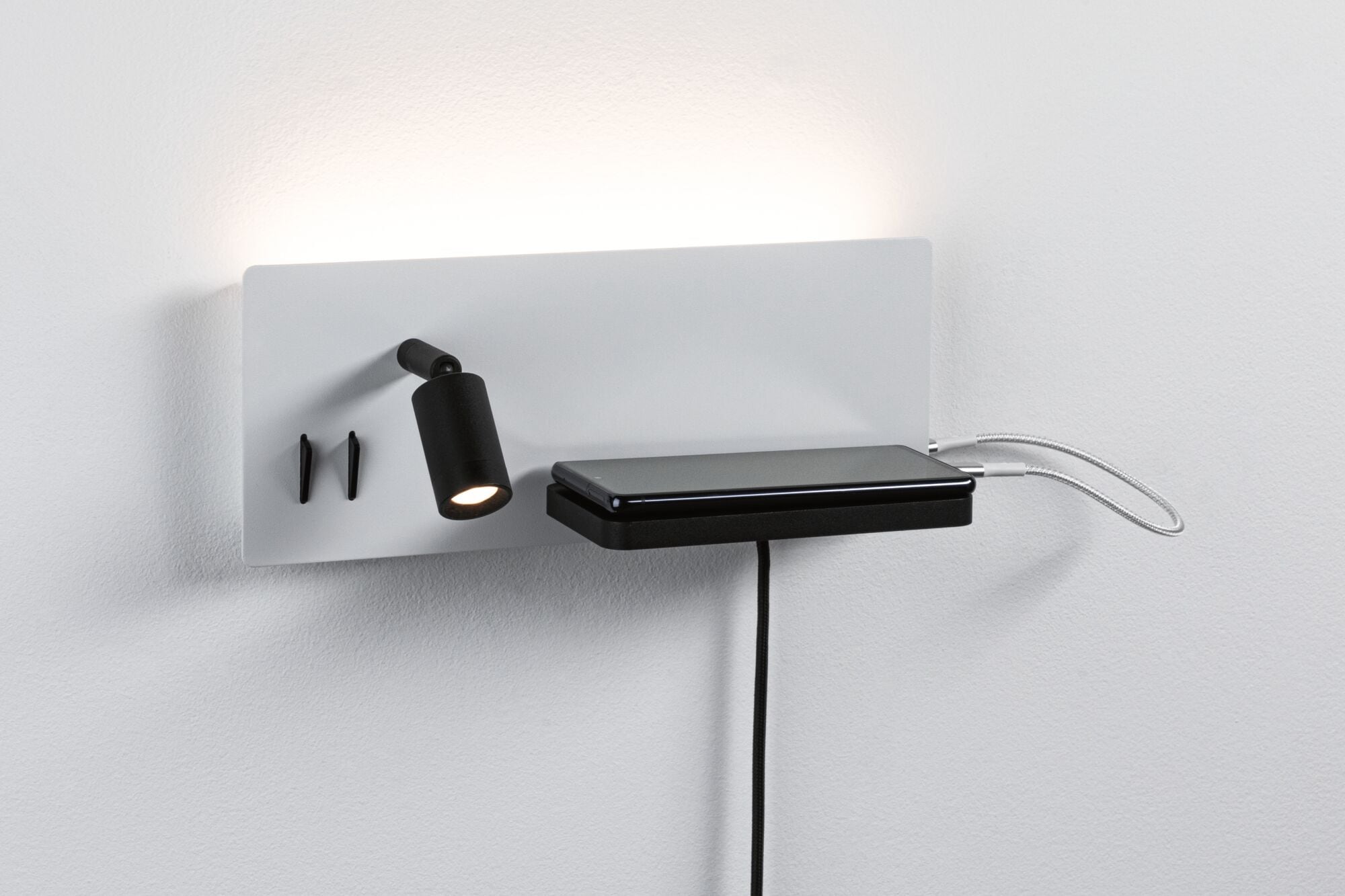 Paulmann LED Wandleuchte »Serra 2700K 650lm / 200lm 230V 5,5 / 1x2,6W«, 1 flammig, Bettleuchte, USB C, dimmbar