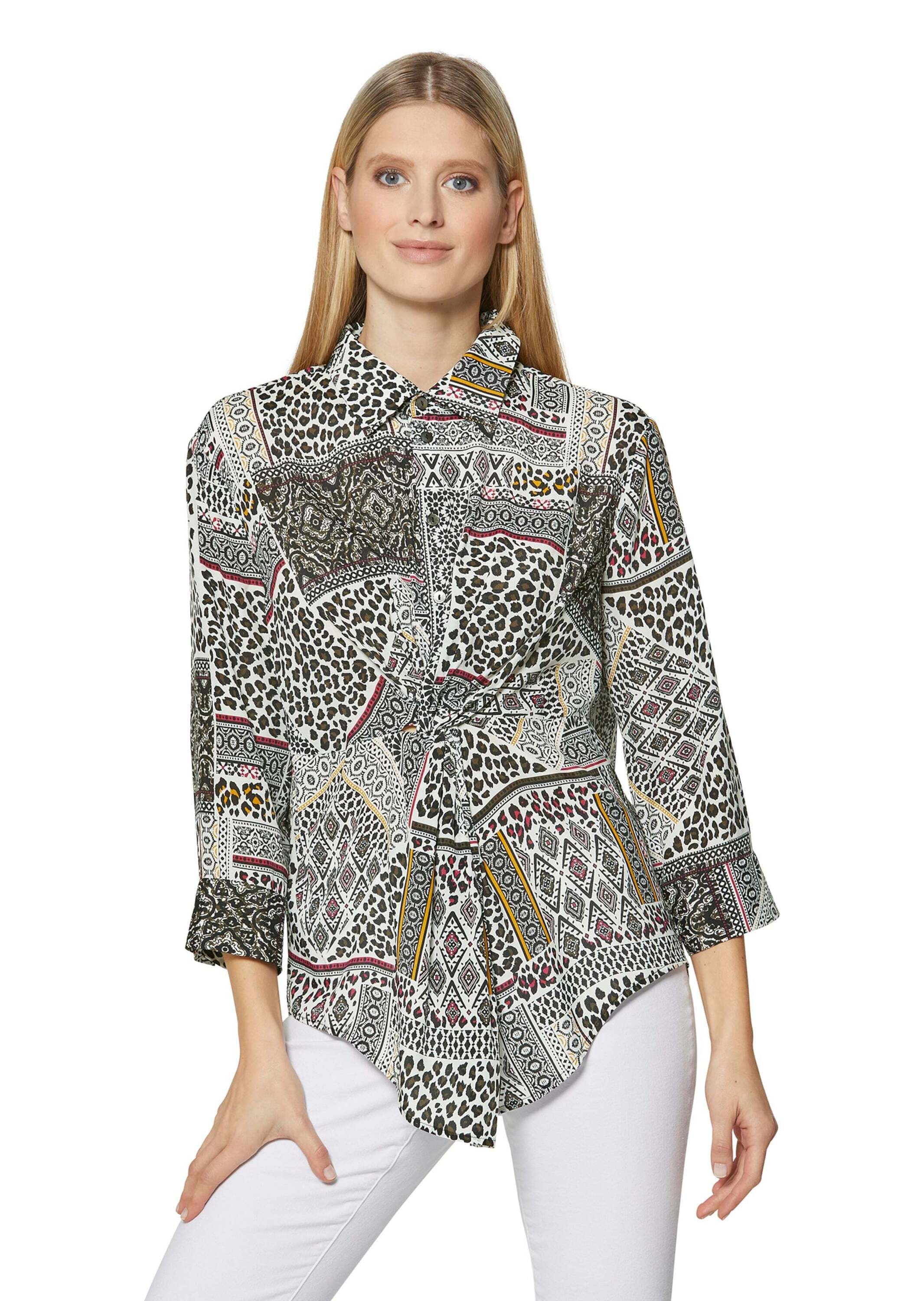 MADELEINE Hemdbluse »Bluse Bedruckte Bluse mit Knoten-Effekt und 3/4-Ärmeln«