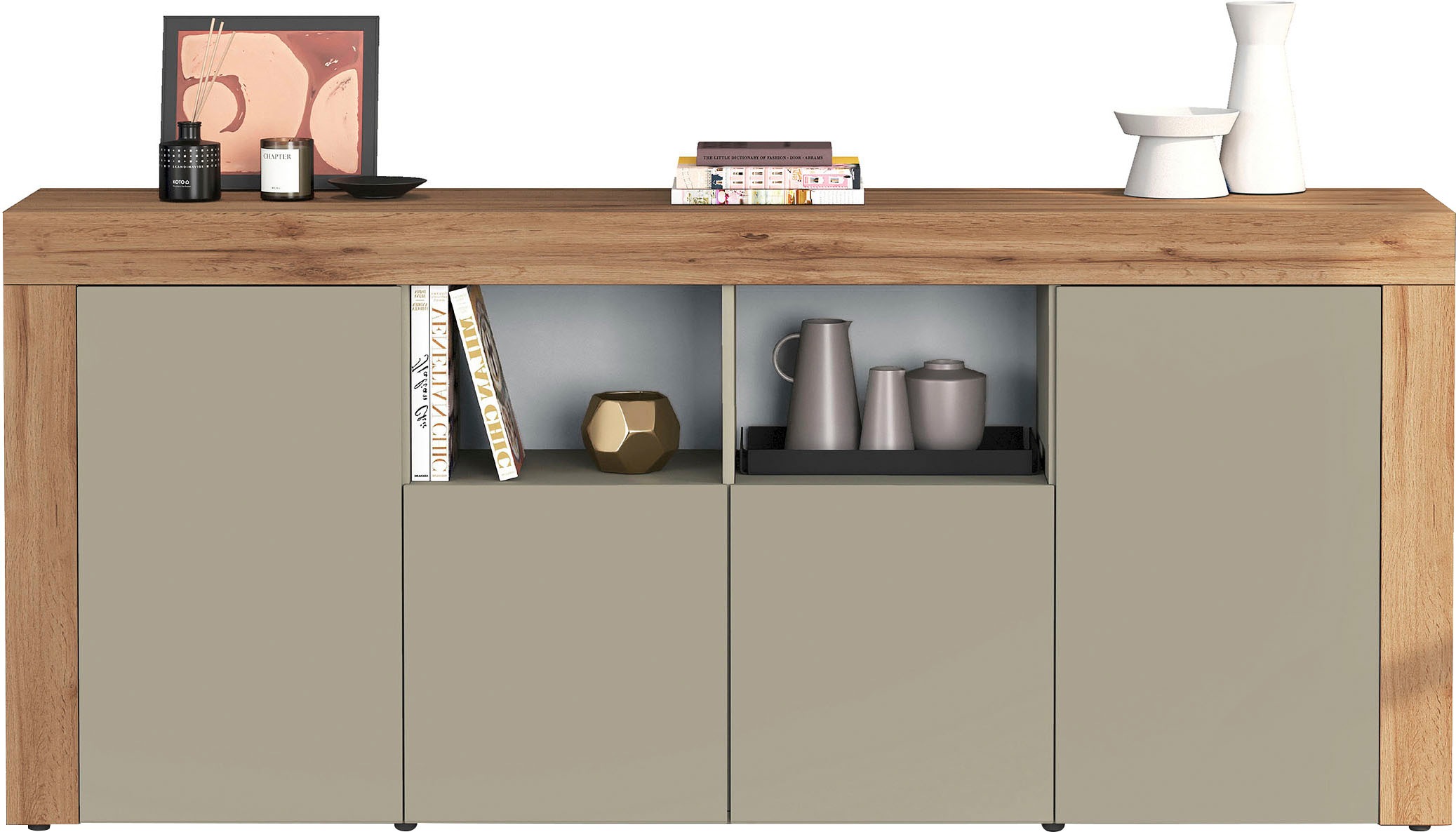 INOSIGN Sideboard "CHRONOS Breite 200 cm mit 4 Türen, 2 offene und 8 geschl günstig online kaufen