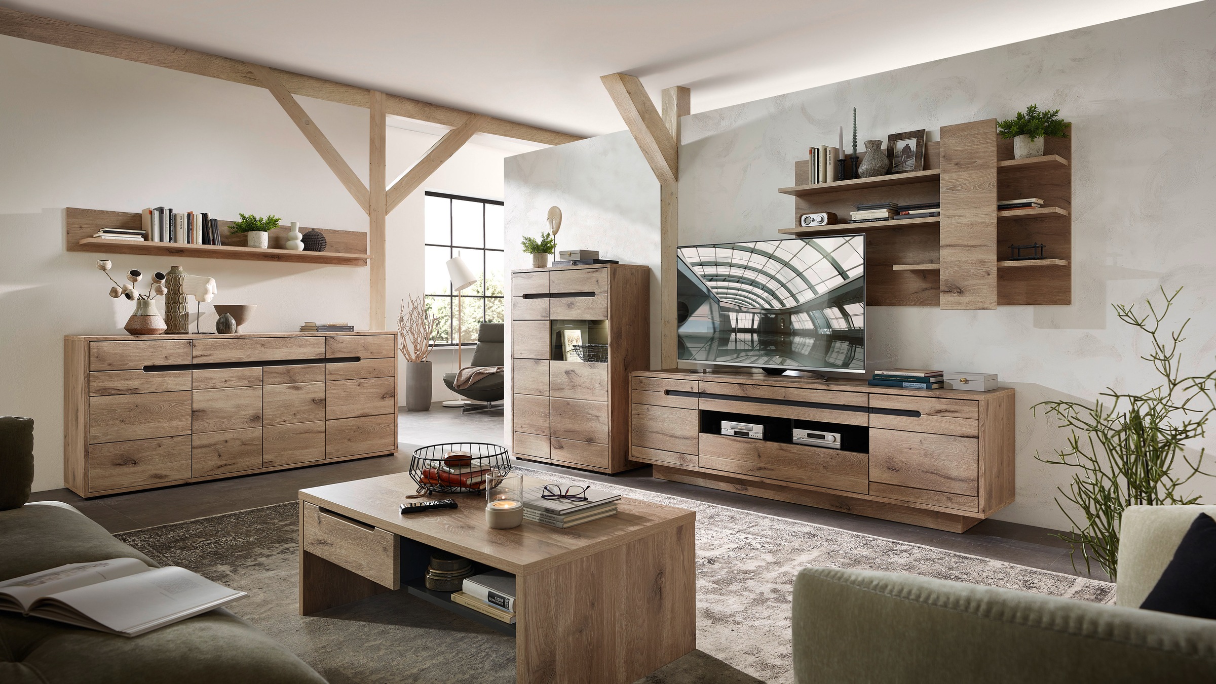 Innostyle Wohnwand »BELLANO«, (Komplett-Set, 3 St.), inkl. LED-Beleuchtung