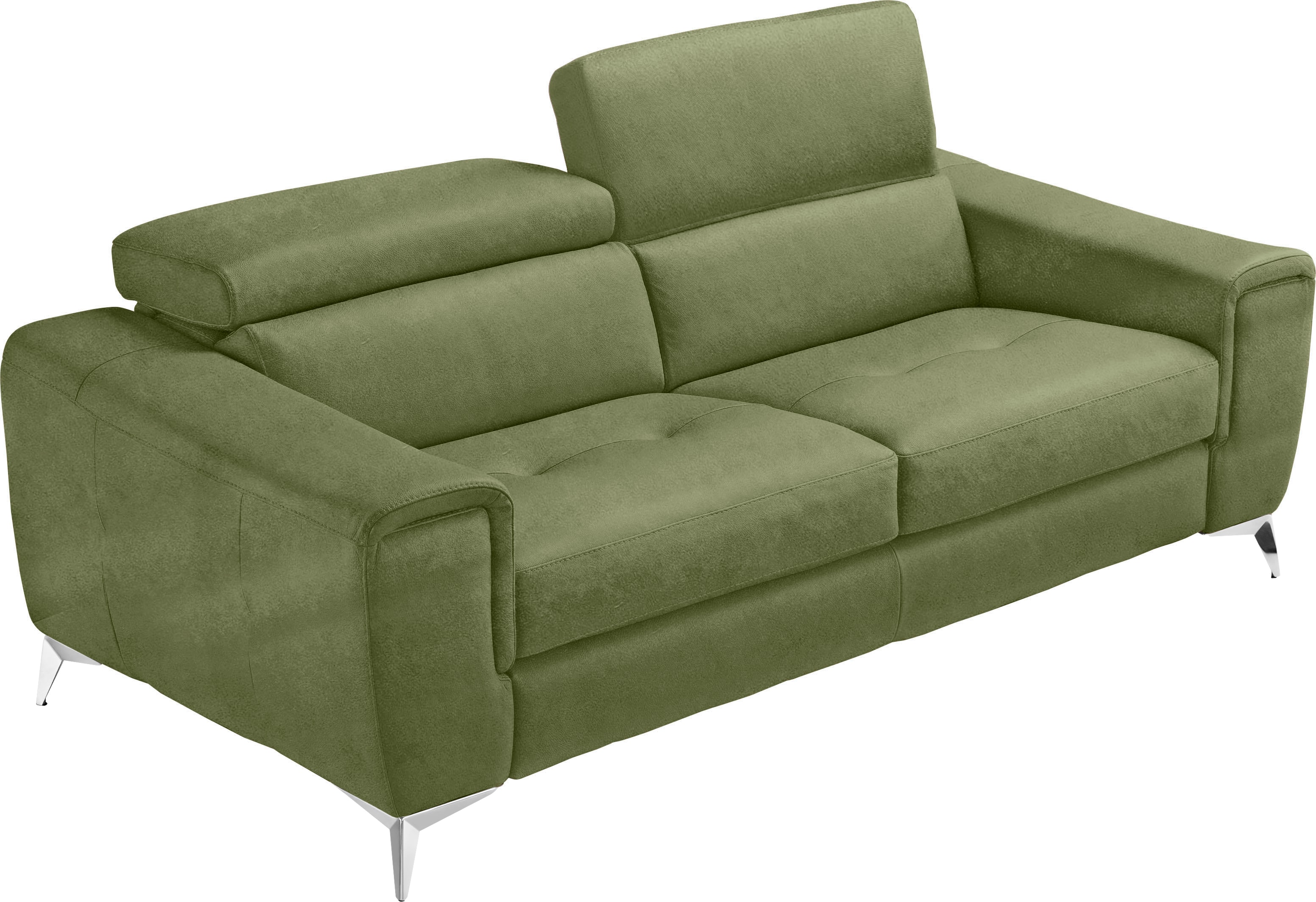 Egoitaliano Schlafsofa "Francine Designsofa, Loungesofa mit Dauerschlaffunktion, Breite 233 cm" mit Bettfunktion, Luxus-Microfaser BLUSH, kiwi, Fußfarbe chrom