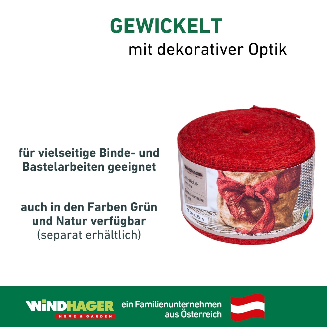 Windhager Pflanzschnur »Pflanzenbinder aus Jute, Gartenschnur und Bastelschnur« Pflanzendraht, Indoor, Outdoor, 10 x 25 cm, rot