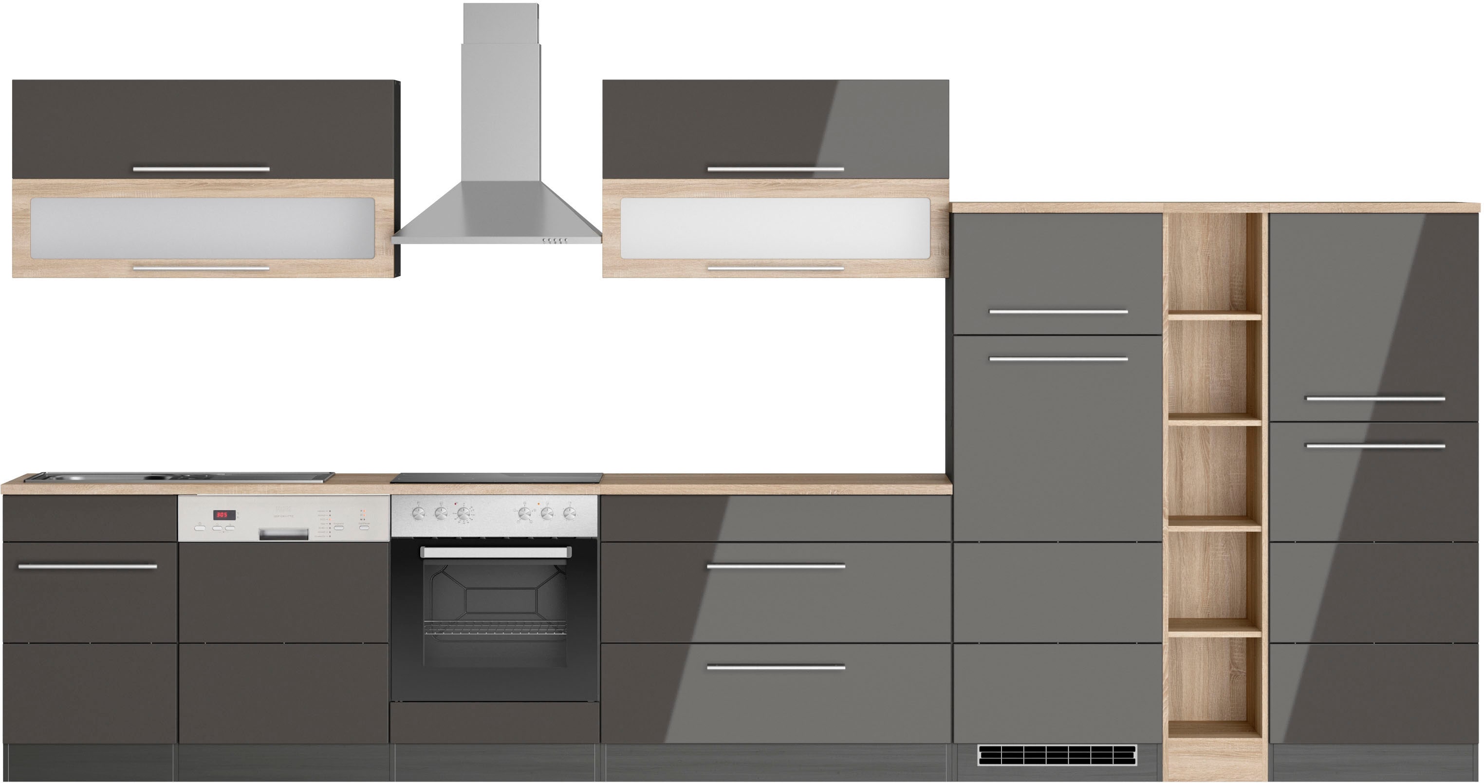 KOCHSTATION "KS-Wien" Breite 420 cm, wahlweise mit E-Geräten