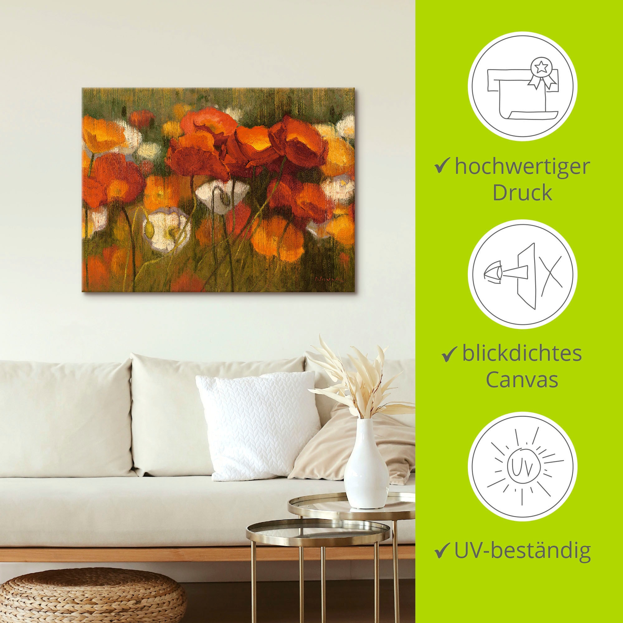 Artland Wandbild »Das starke Rot II«, Blumenwiese, (1 St.), als Leinwandbild, Poster in verschied. Größen