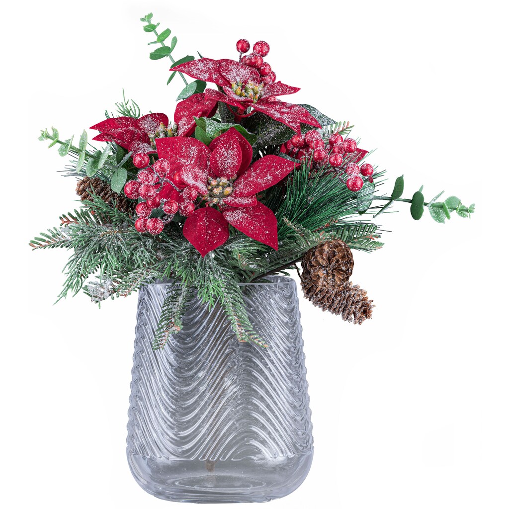 Creativ deco Dekovase »Weihnachtsdeko«, (Set, 2 St., 1 Vase, 1 Bouquet)