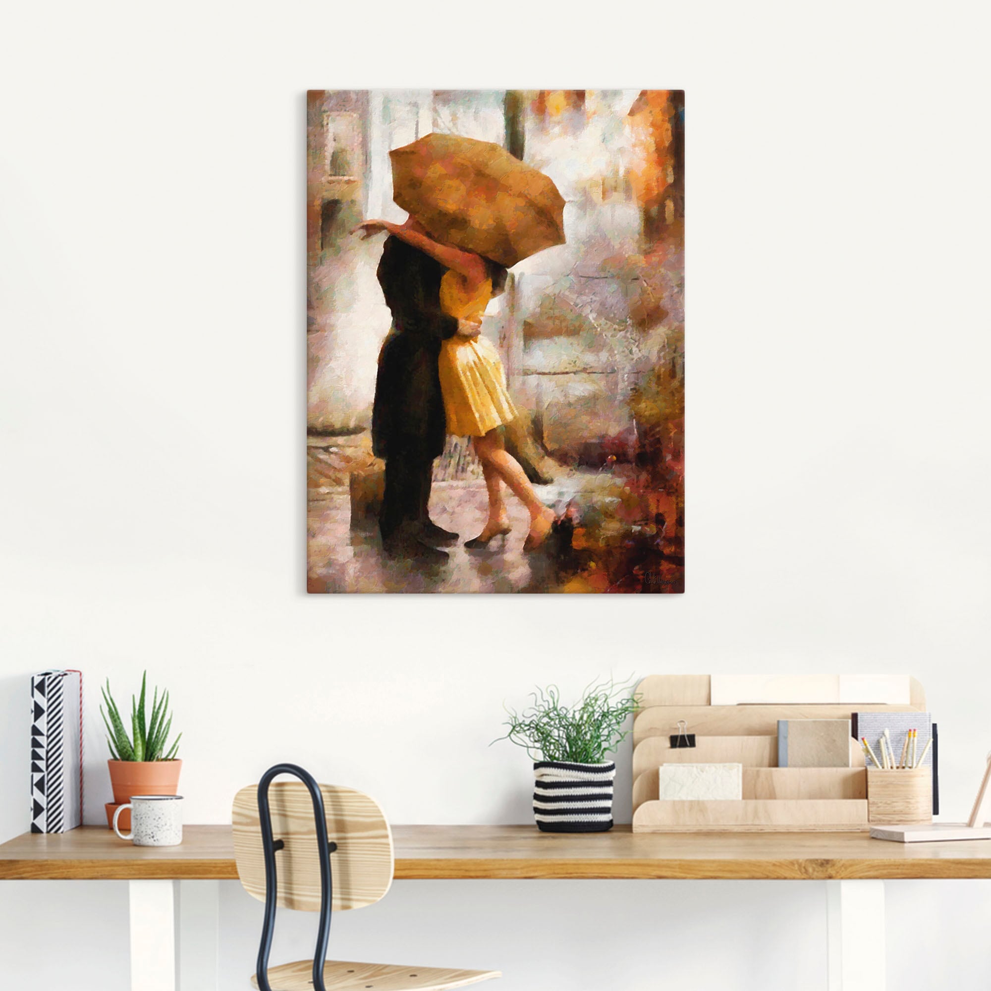 Artland Wandbild »Kuss unter Regenschirm«, Bilder von Liebespaaren, (1 St.), als Leinwandbild, Poster in verschied. Größen
