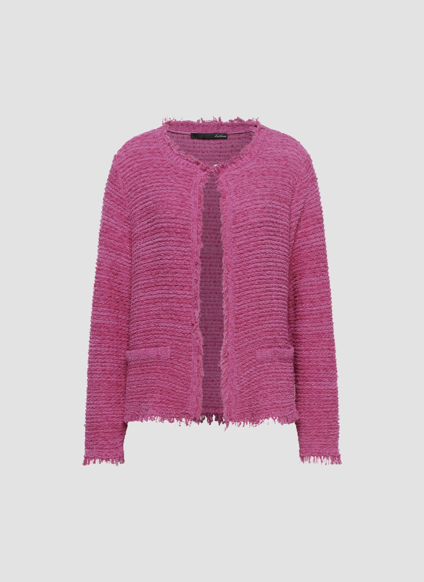 LeComte Strickjacke »LeComte Bouclé-Jacke in strahlendem Pink mit Fransen-Details«