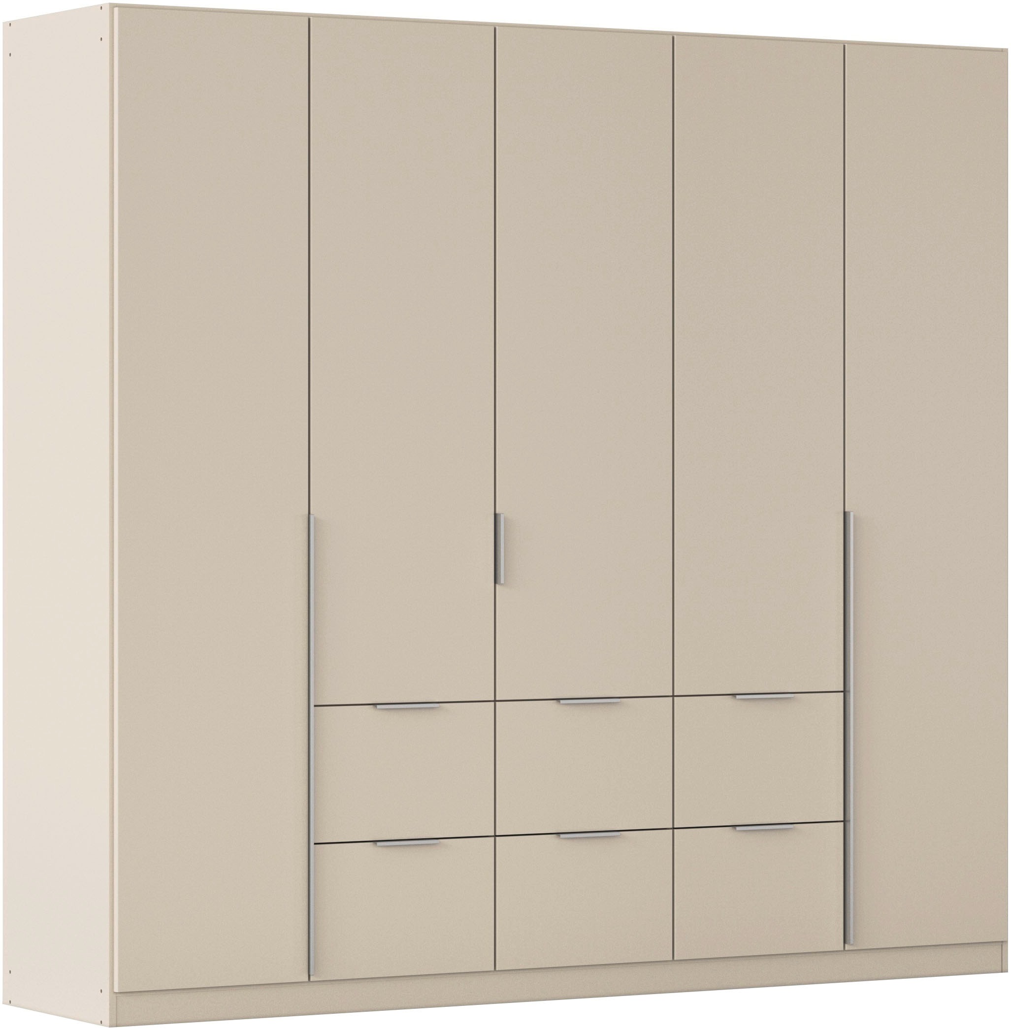 OTTO home Drehtürenschrank "Kleiderschrank Schrank Garderobe AGORDO mit Dekor- oder Hochglanzfront" in zwei Griff-Farben, Breite 226 cm, mit Außenschubkästen, Serie in 7 Breiten und 2 Höhen MADE IN GERMANY
