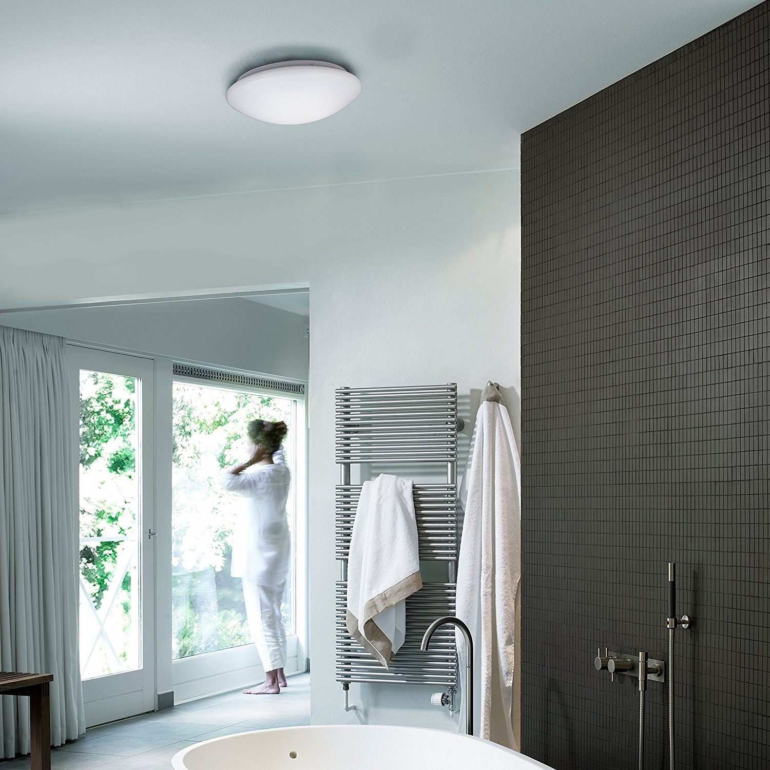 B.K.Licht LED Deckenleuchte, 1 flammig, Leuchtmittel LED-Board | LED fest integriert, LED Bad Deckenlampe Design Deckenstrahler IP44 Badezimmer Küche Flur