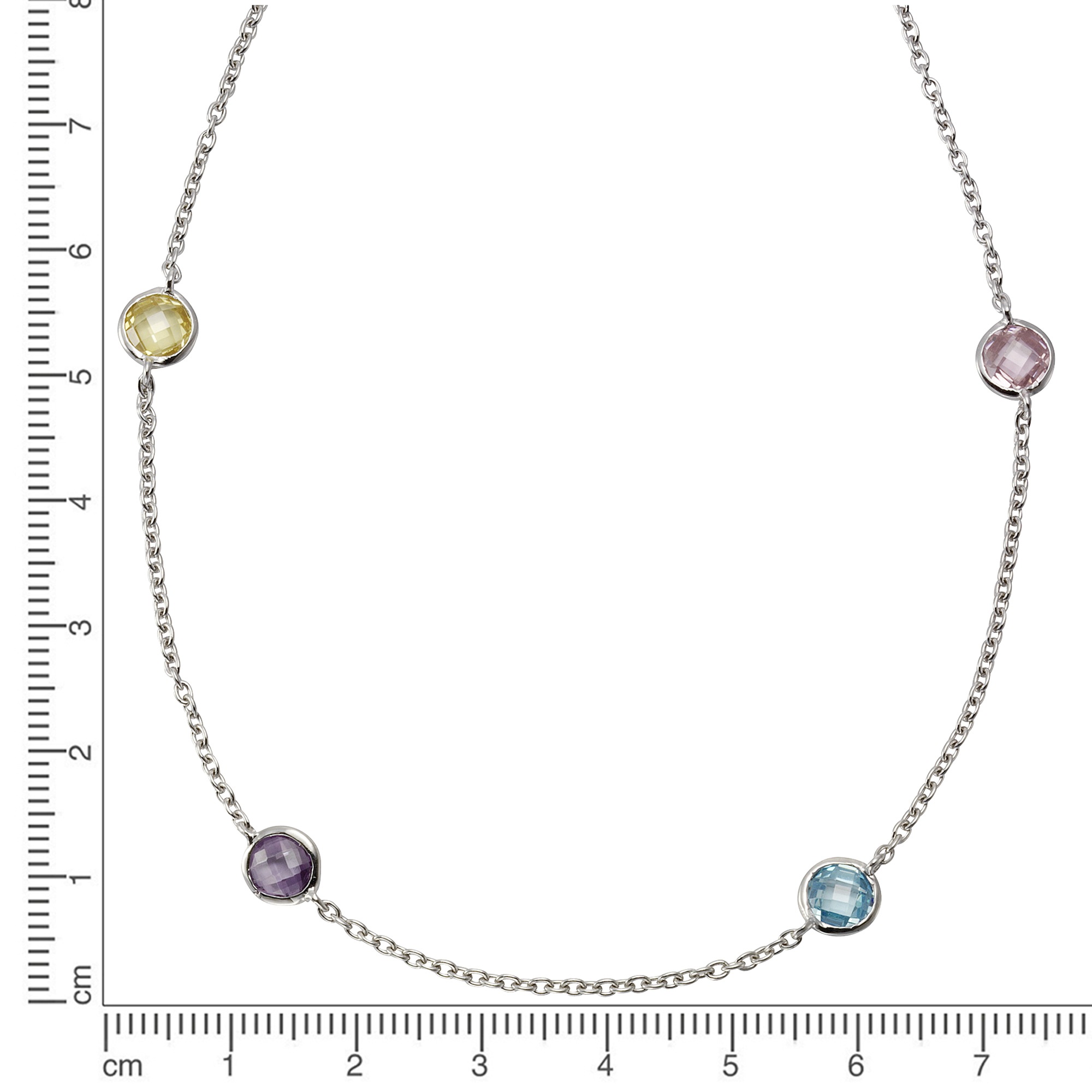 Zeeme Collierkettchen »925 Silber rhodiniert mit Zirkonia bunt«