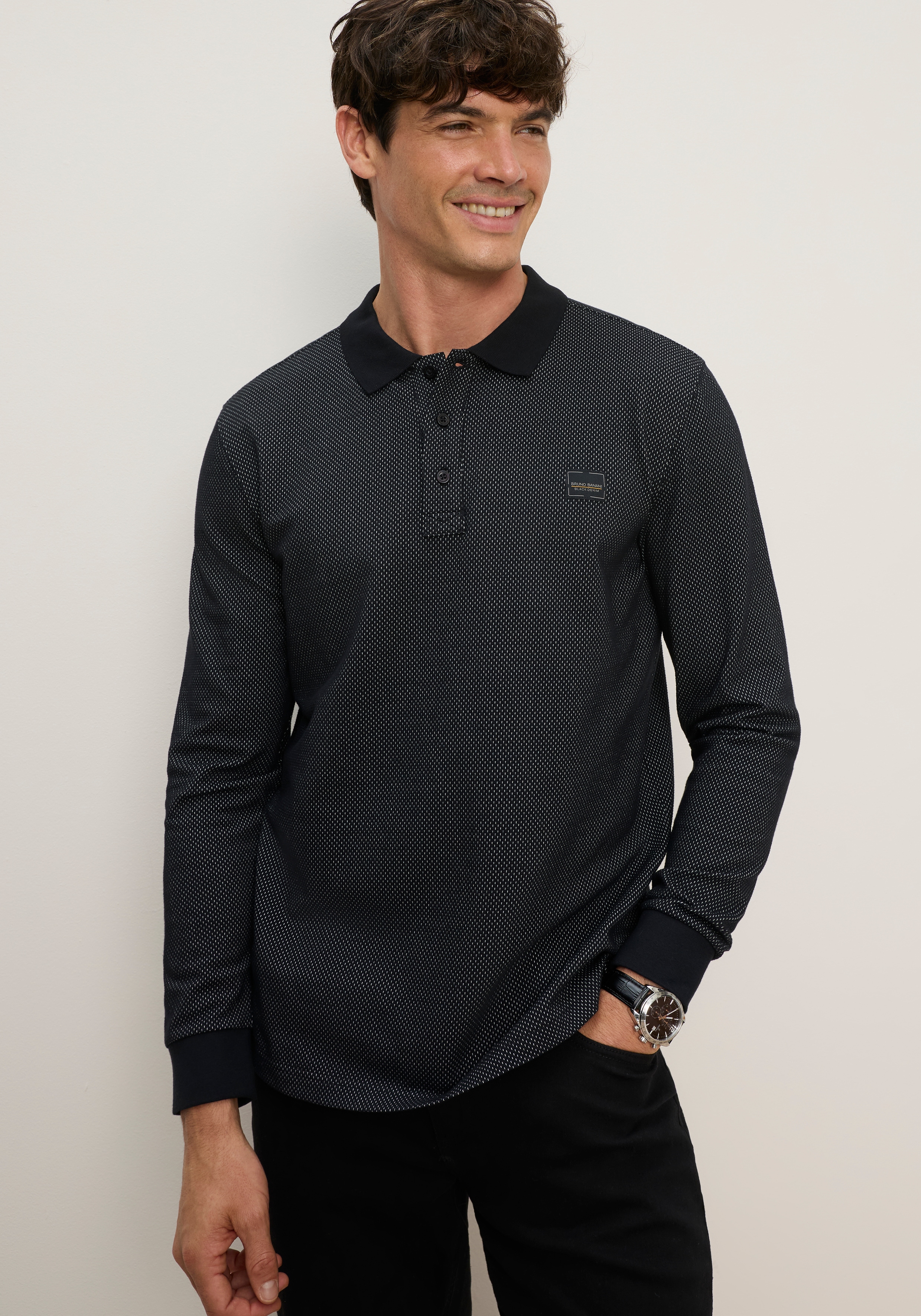 Bruno Banani Poloshirt Markante Melange-Struktur trifft auf zeitlosen Polo-Style
