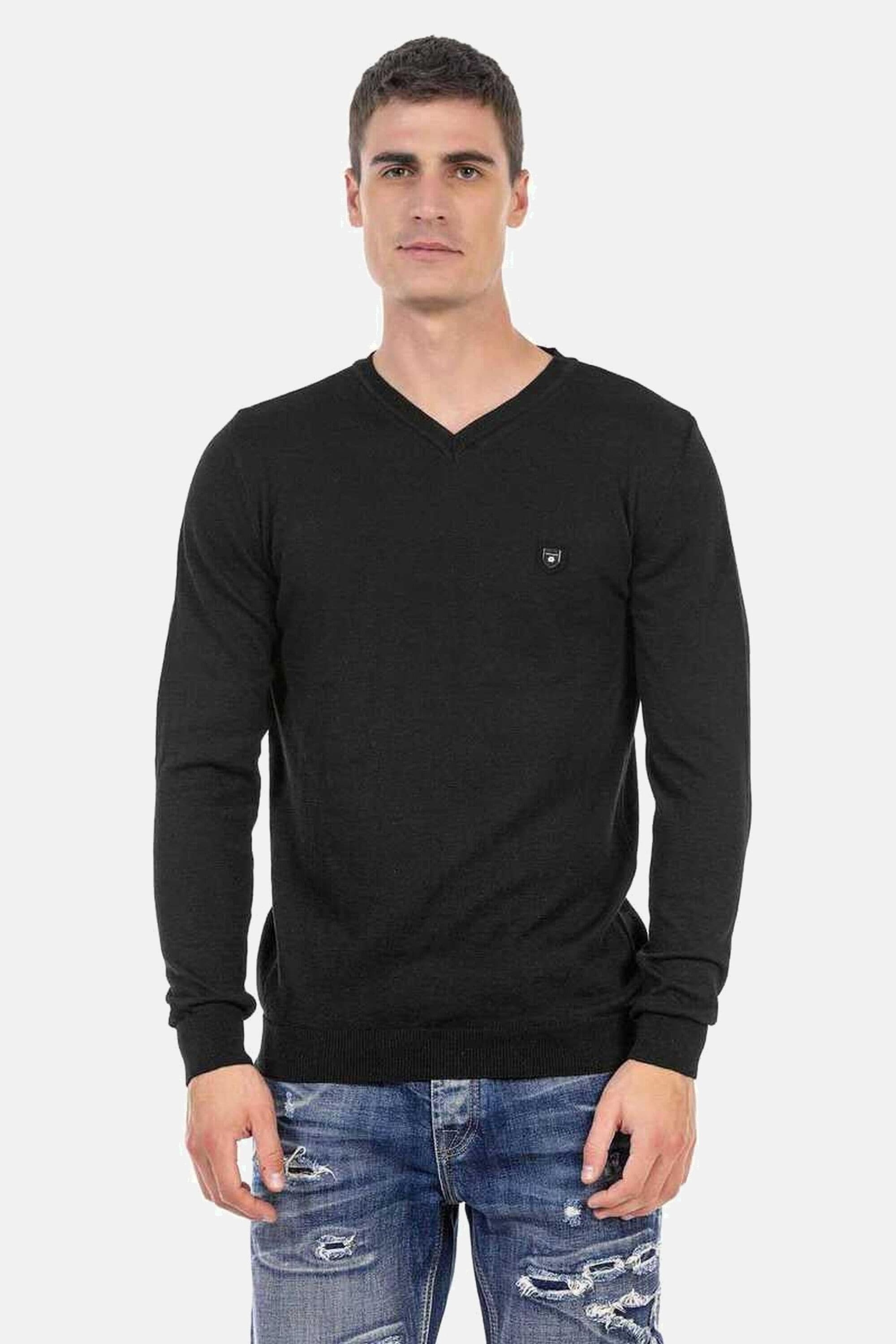 Cipo & Baxx V-Ausschnitt-Pullover "Pullover" 1 Stk. mit V-Ausschnitt, CP242