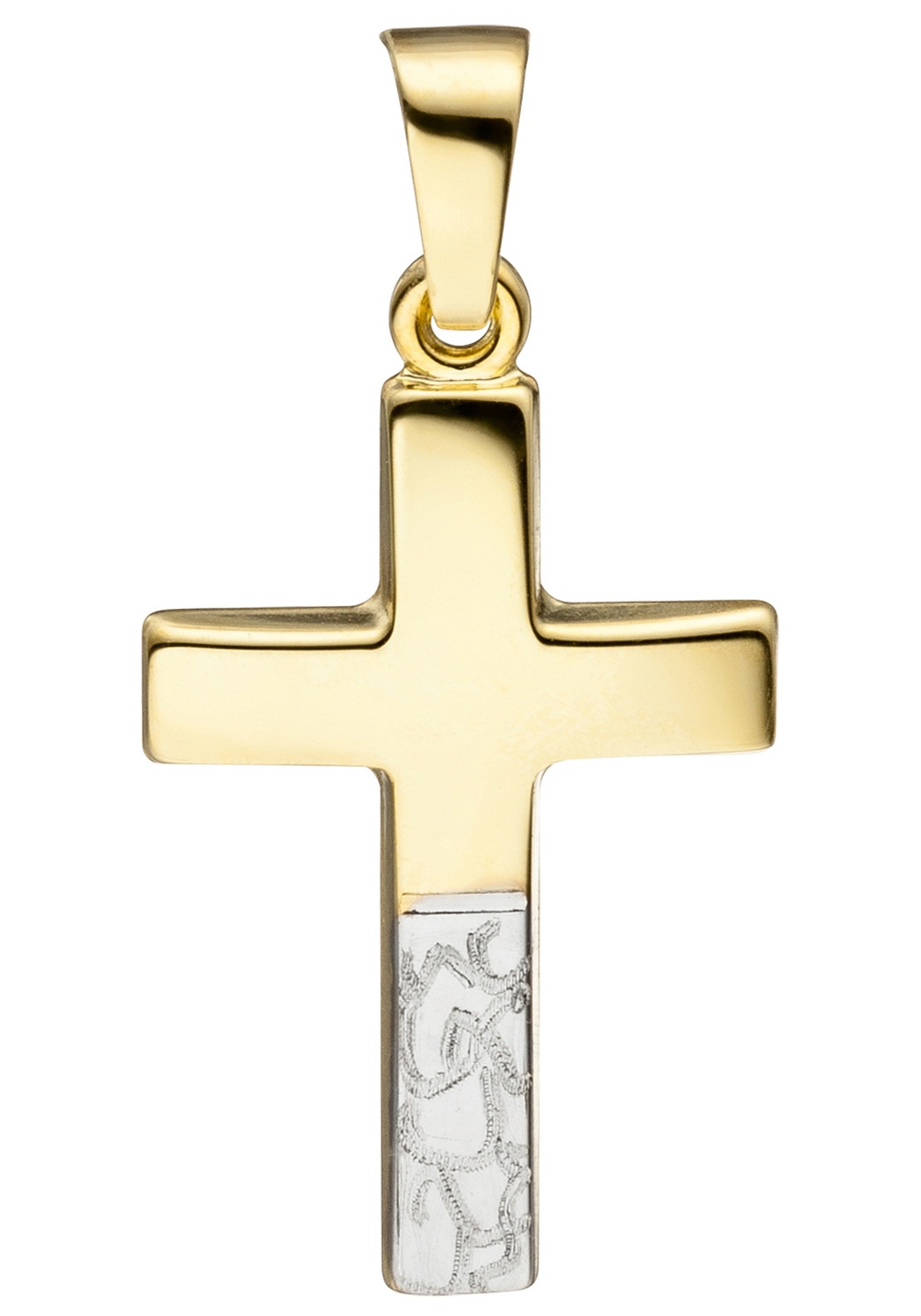 JOBO Kreuzanhänger »Anhänger Kreuz« 333 Gold bicolor diamantiert