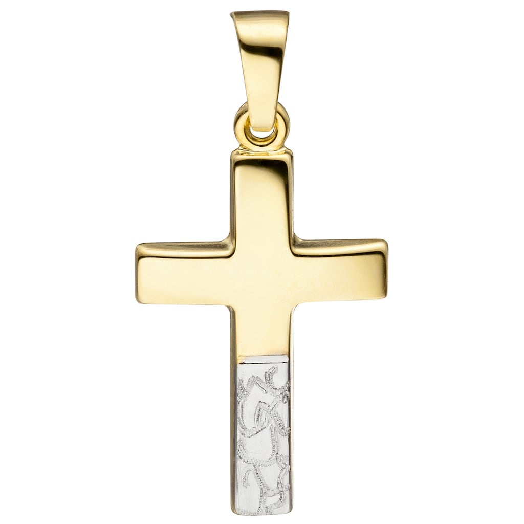 JOBO Kreuzanhänger »Anhänger Kreuz« 333 Gold bicolor diamantiert