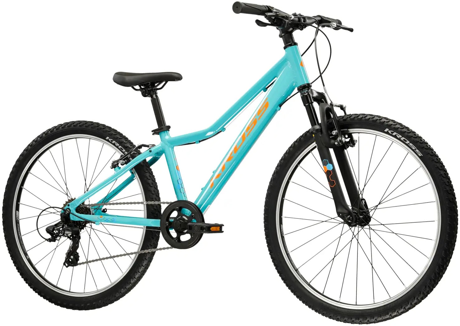 Kross Kinderfahrrad »KROSS Kinderad 24" Hexagon JR 1.0 Blau 8 Gänge 2026« 8 Gang Shimano TOURNEY TX800 Schaltwerk Kettenschaltung