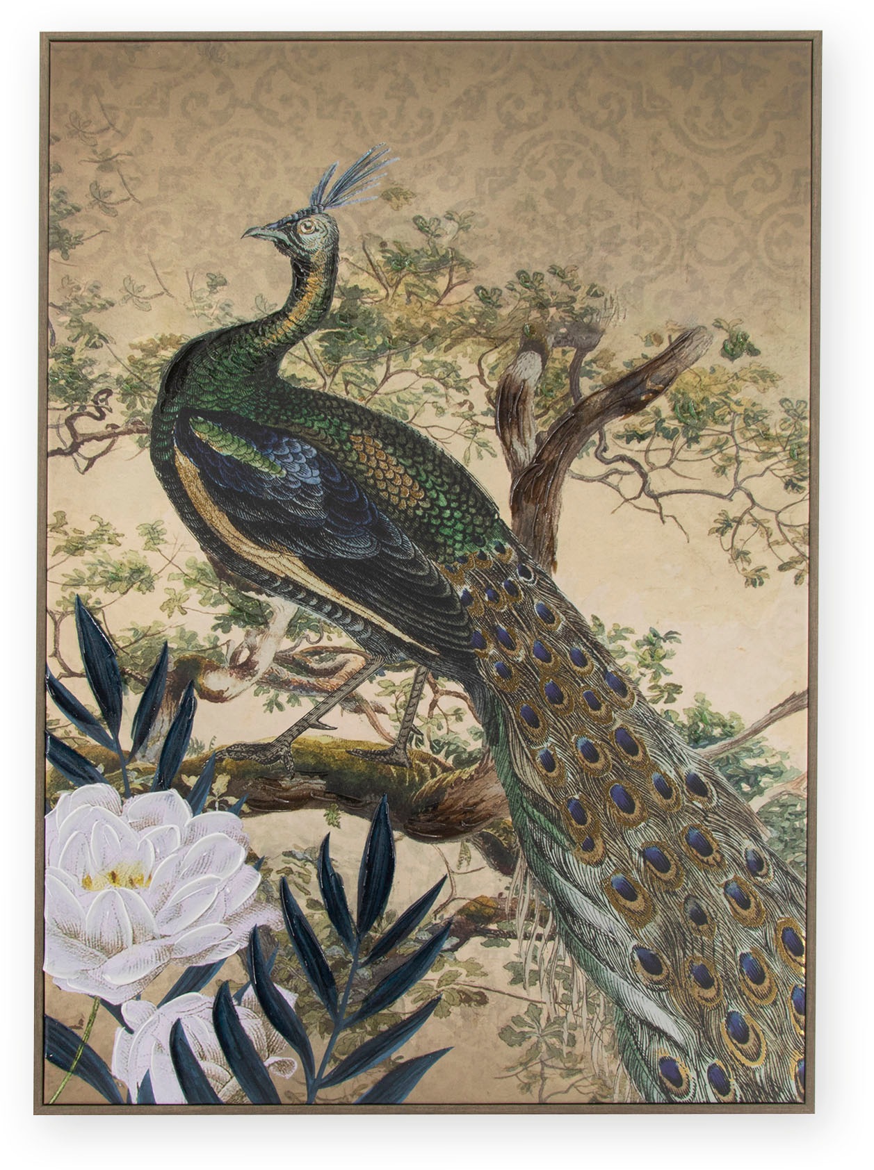 Art for the home Leinwandbild »Pfau« Art | Landschaft 1 Stk. tlg. Leinwand handgemalte Details Pfau im Paradies 70 x 50 cm