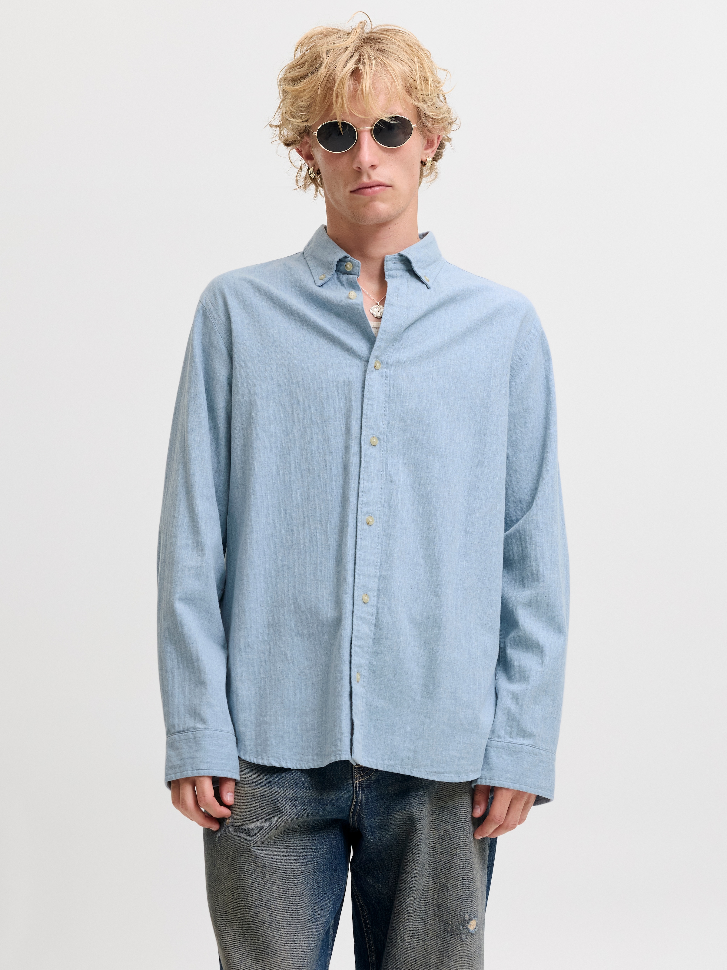 Jack & Jones Langarmhemd "JPRBLUHARVEY TWILL SOLID L/S SHIRT SN" Baumwolle, regular fit