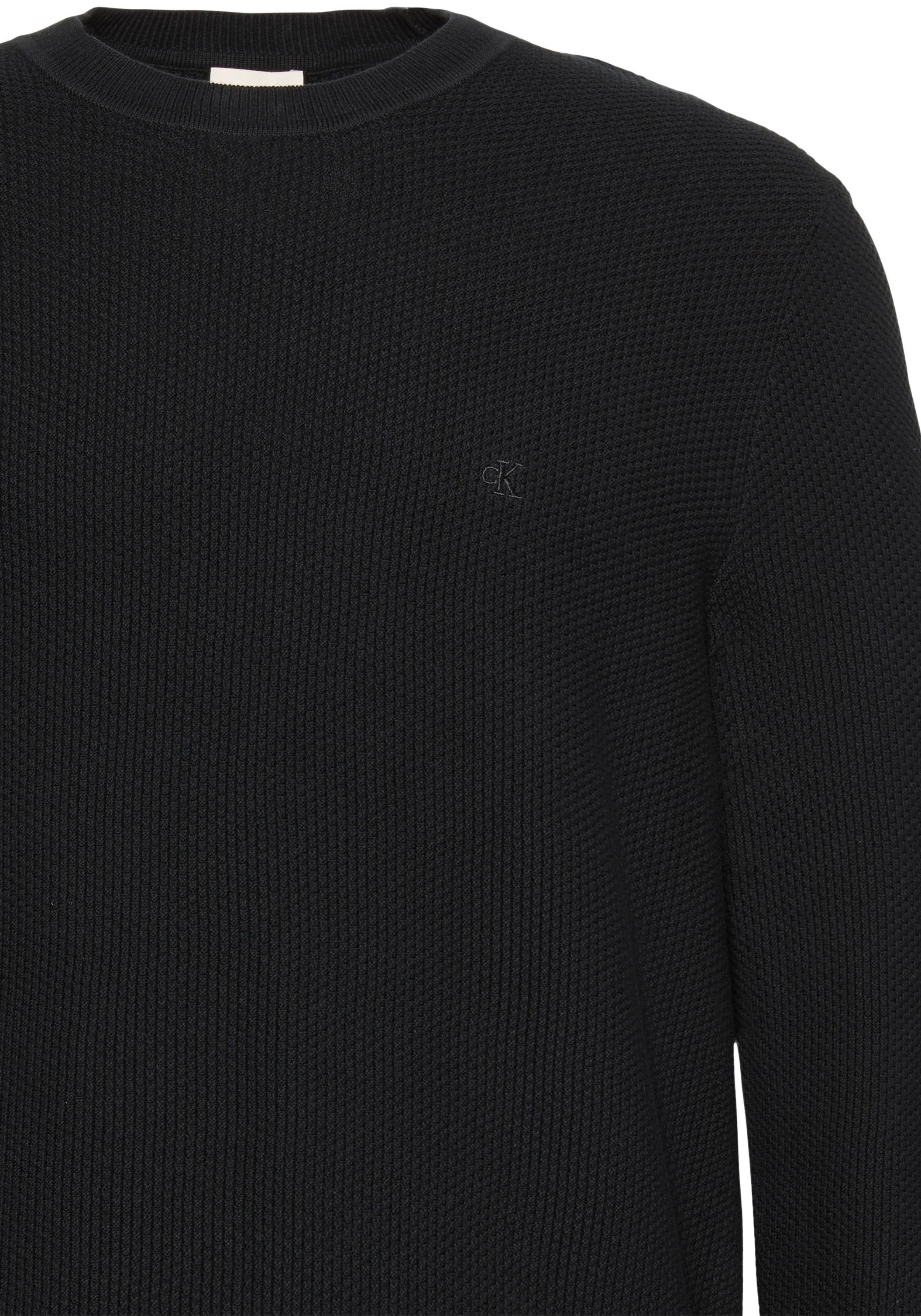 Thumbnail - Calvin Klein Rundhalspullover "LS TEXTURED COTTON CREWNK SWEATE" Regular fit mit Rundhalsausschnitt