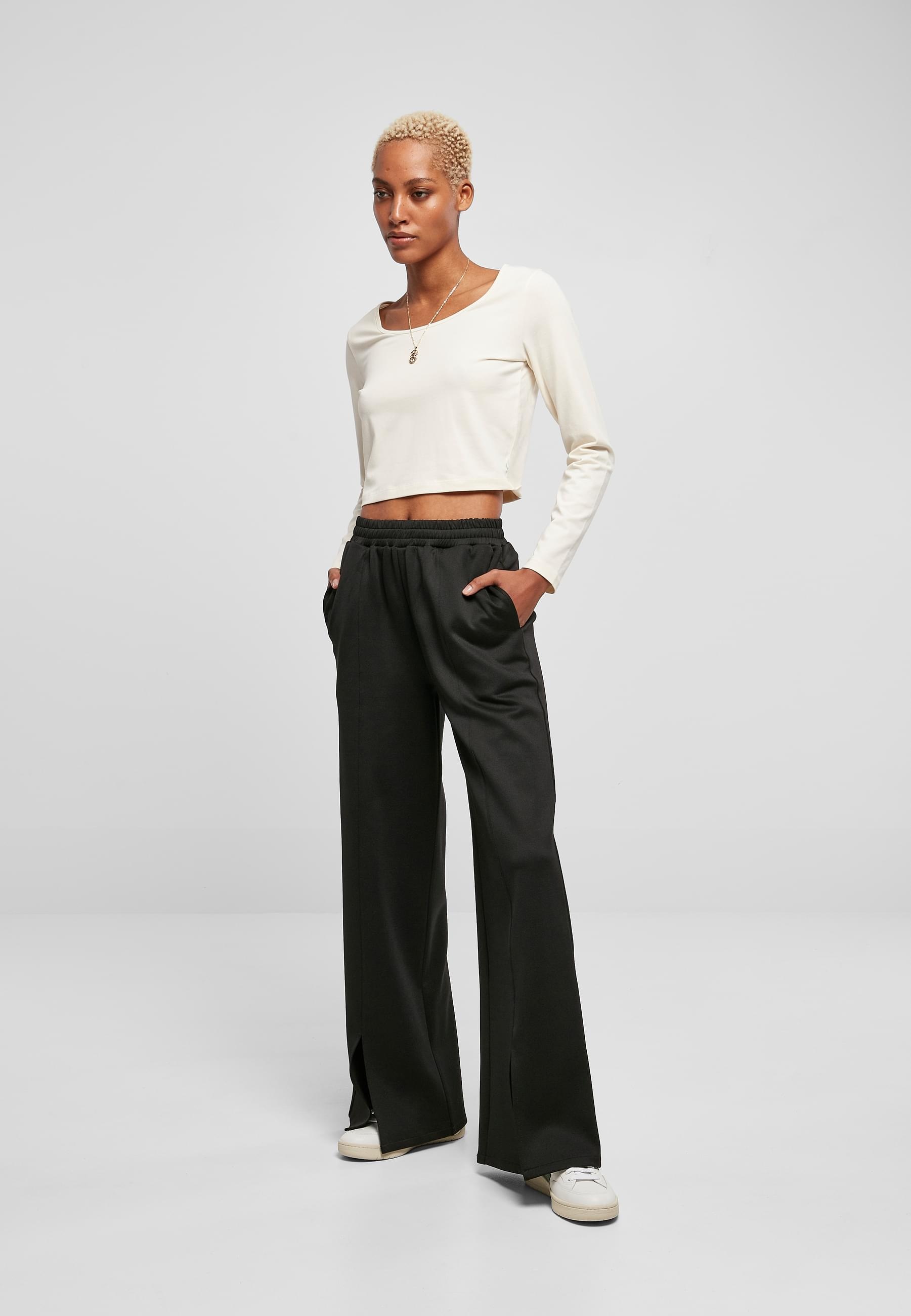 URBAN CLASSICS Longsleeve »Urban Classics Damen Ladies Organic Wide Neck Cropped Longsleeve«, (1 tlg.)