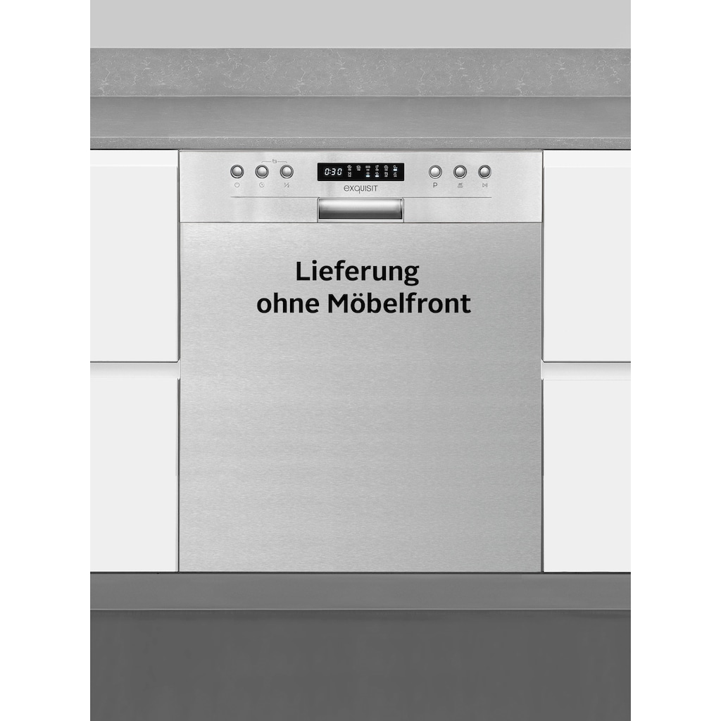 exquisit teilintegrierbarer Geschirrspüler »EGSP9414-EF-030D inox«, EGSP9414-EF-030D inox, 14 Maßgedecke