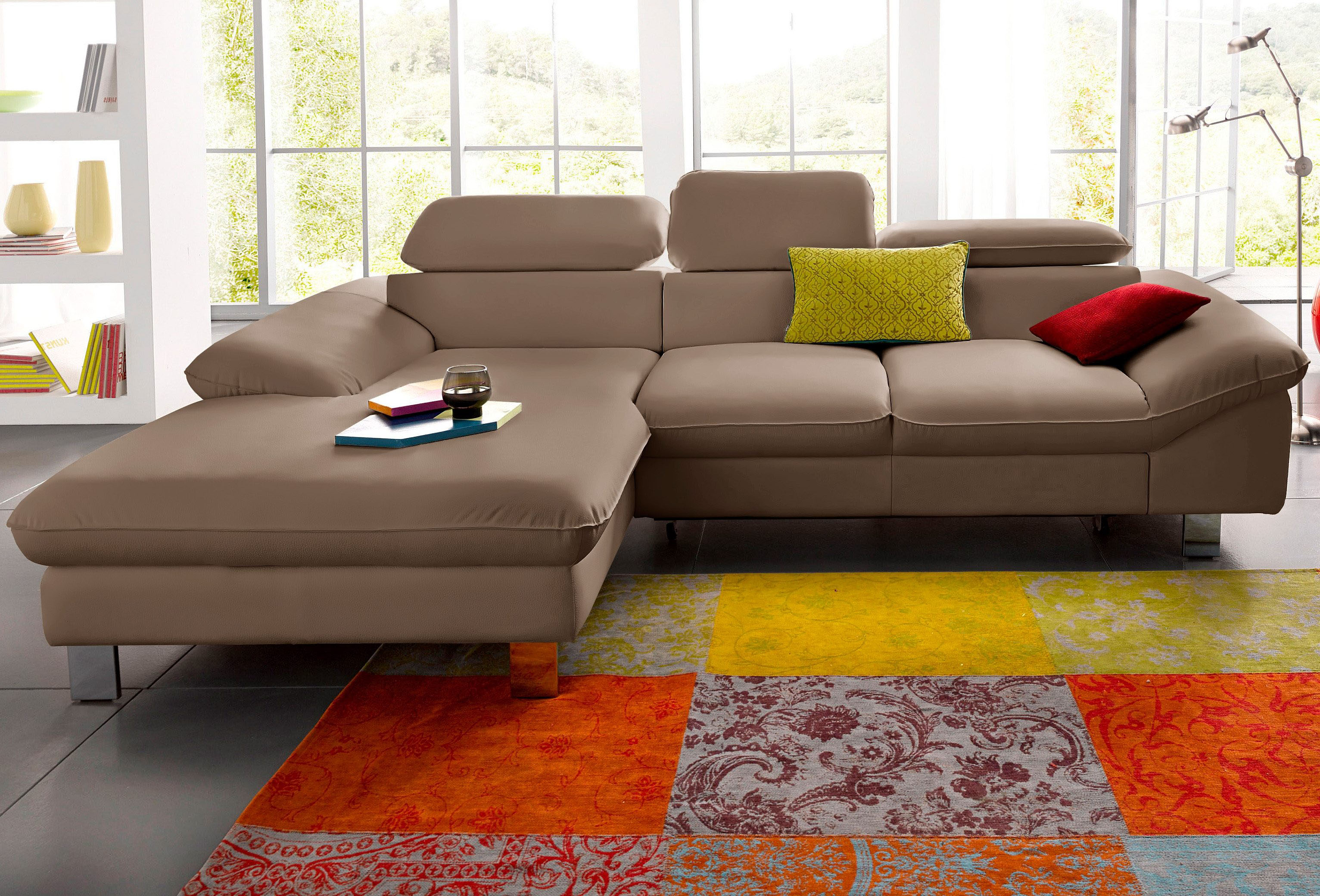COTTA Ecksofa "Driver L-Form, B:268 cm, moderne Couch mit Wellenunterfederung" Kopfteilverstellung, optional Schlaffunktion & Bettkasten