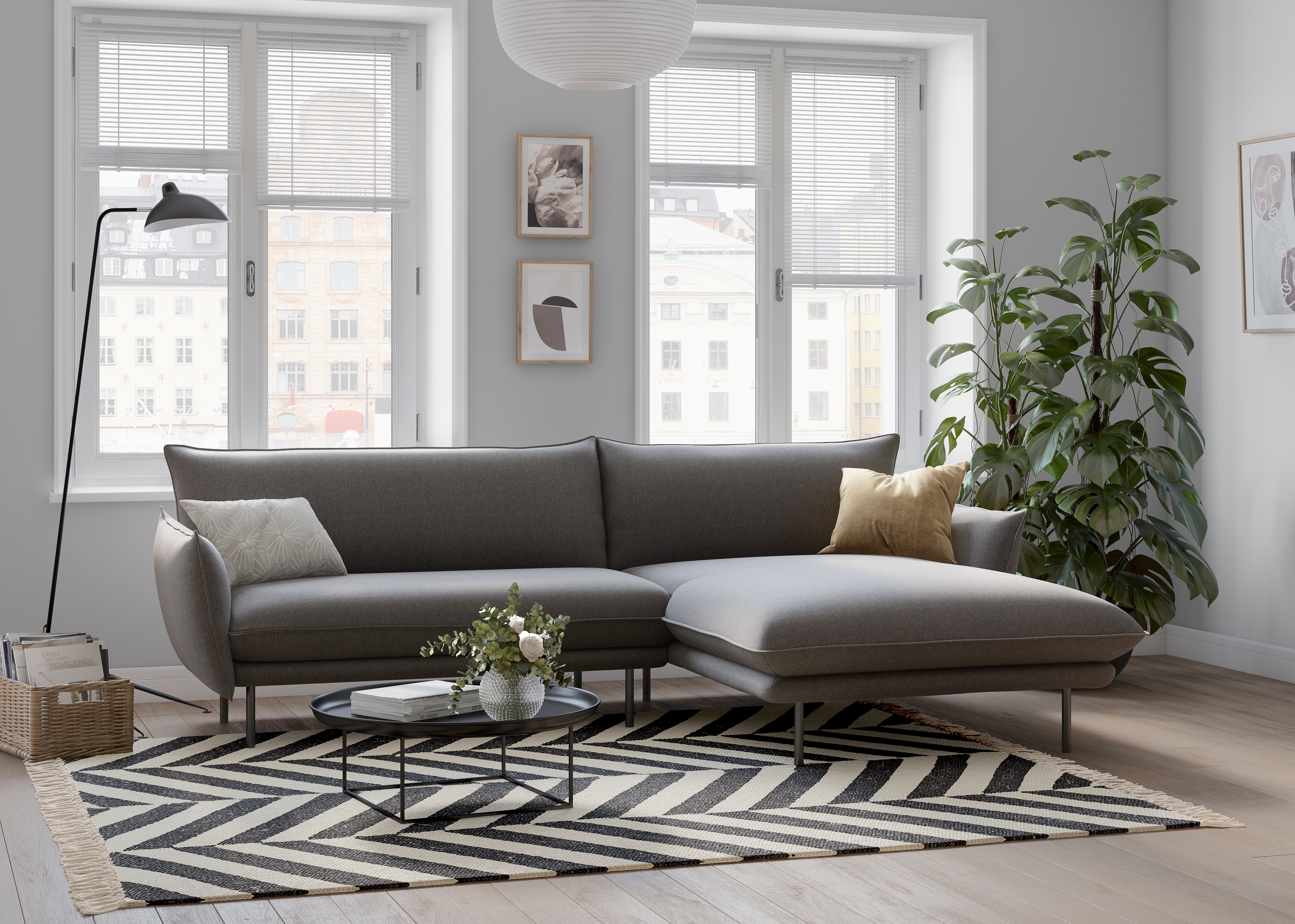 OTTO home Ecksofa "Stine L-Form" Besonderes Design durch Kissenoptik und Keder