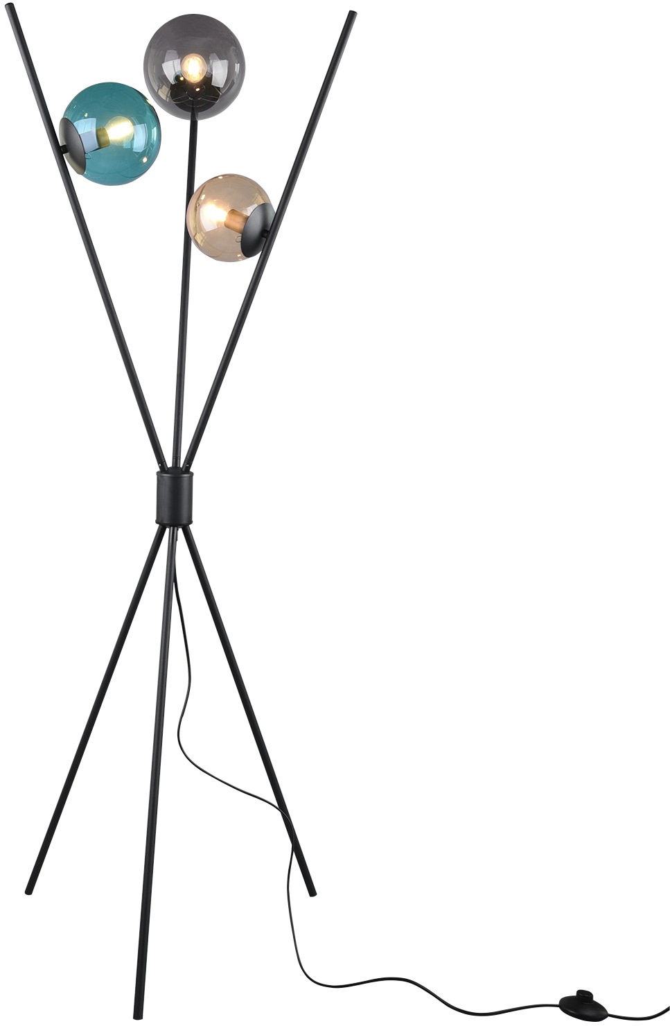 TRIO Leuchten Stehlampe »Lance«, 3 flammig, Leuchtmittel E14 | ohne Leuchtmittel, Fußschalter, Leuchtmittel tauschbar
