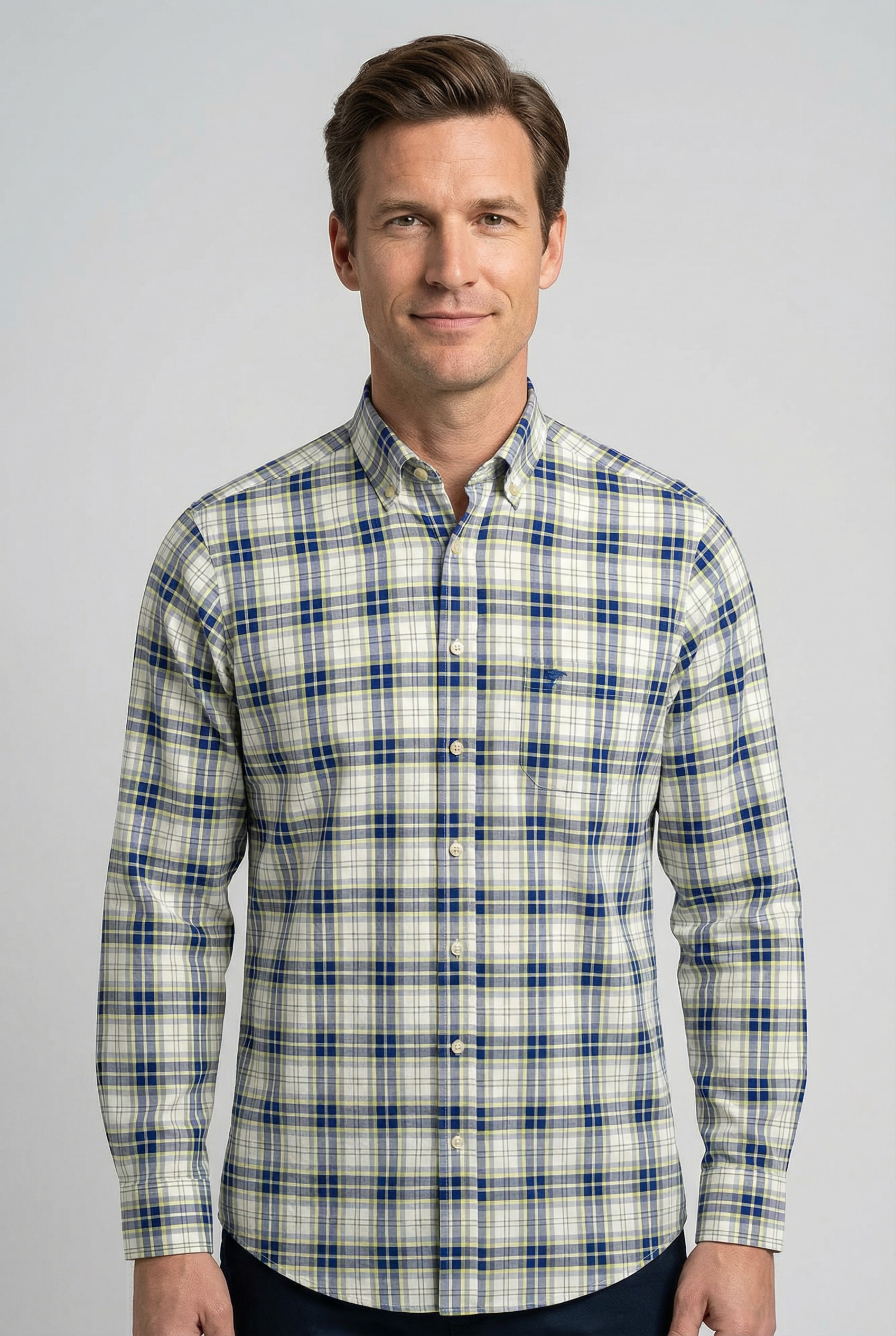 FYNCH-HATTON Langarmhemd "Washed Oxford Check" normale Passform, kariertes günstig online kaufen