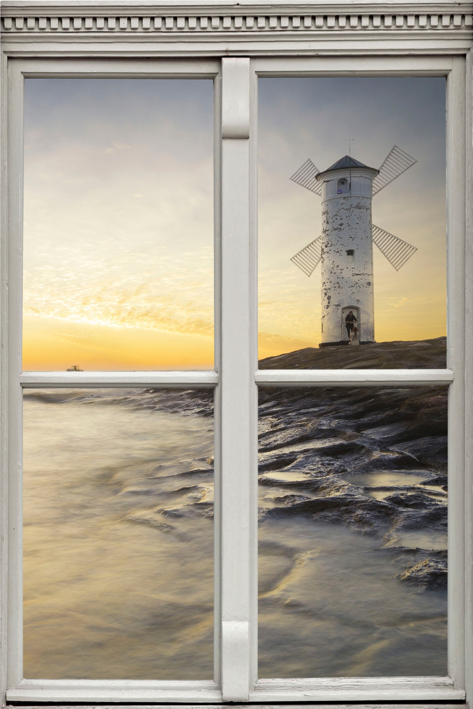 queence Wandsticker »Leuchtturm«, Wandsticker, Wandbild, selbstklebend, 3D, Fenster