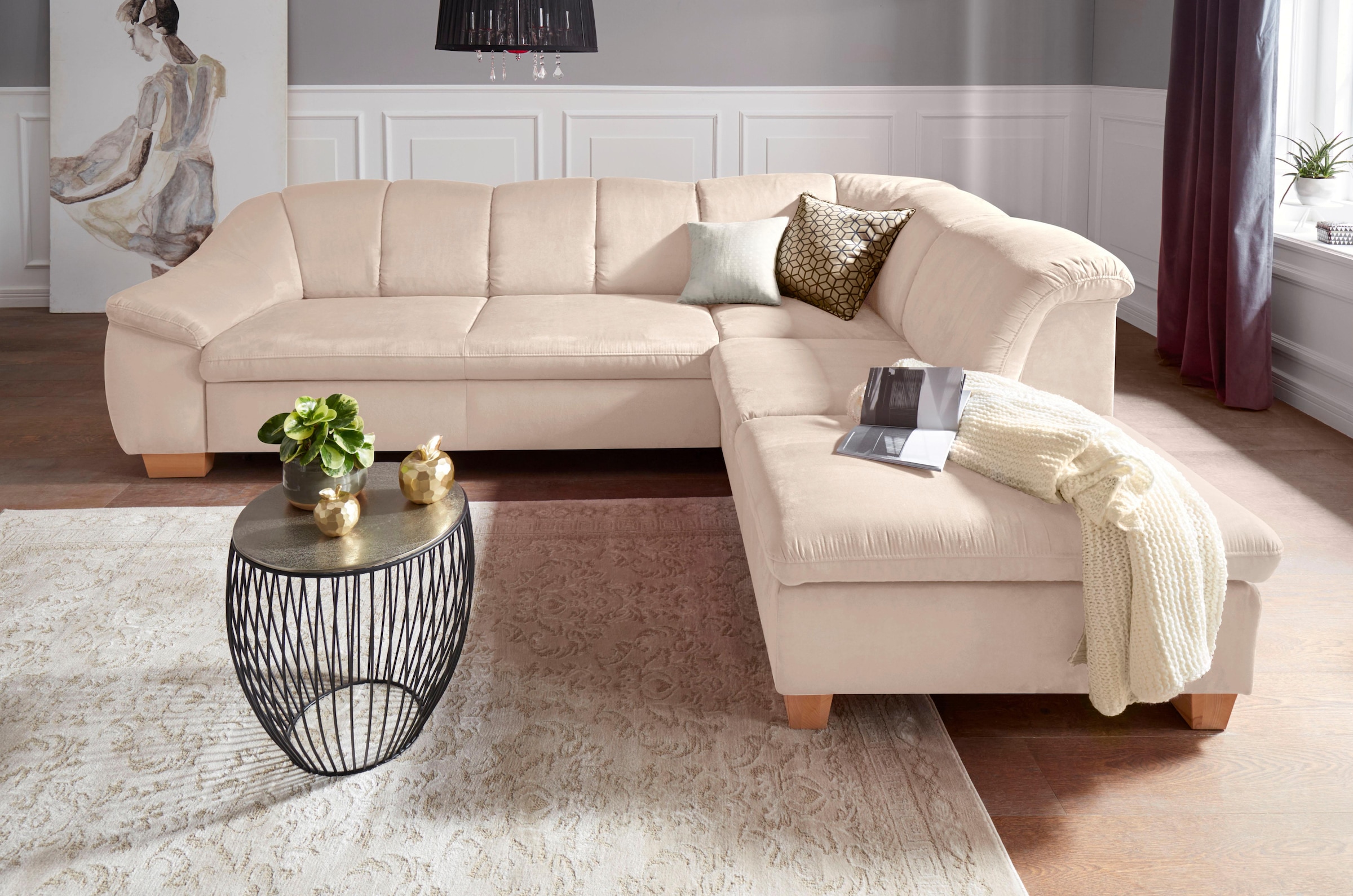 sit&more Ecksofa "Santo L-Form" mit Federkern, wahlweise mit Schlaffunktion und Stauraum