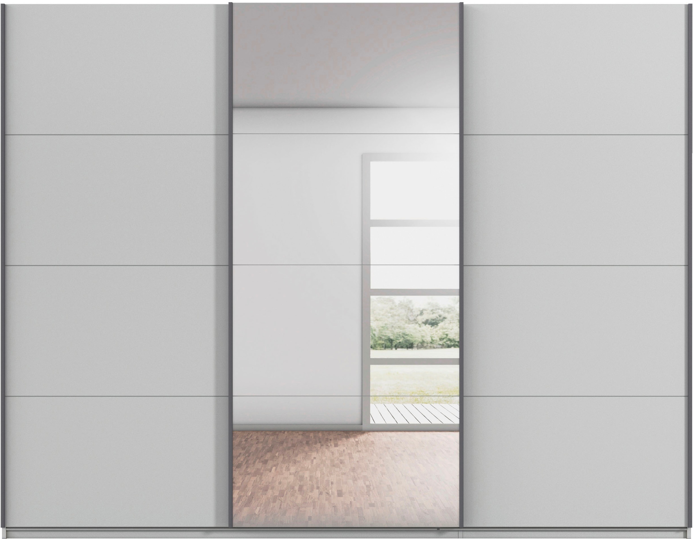 rauch Schwebetürenschrank »Kleiderschrank Schrank Garderobe AGORDO«, (in zwei Griff-Farben), Top Innenausstattung, in 4 Breiten und 2 Höhen MADE IN GERMANY