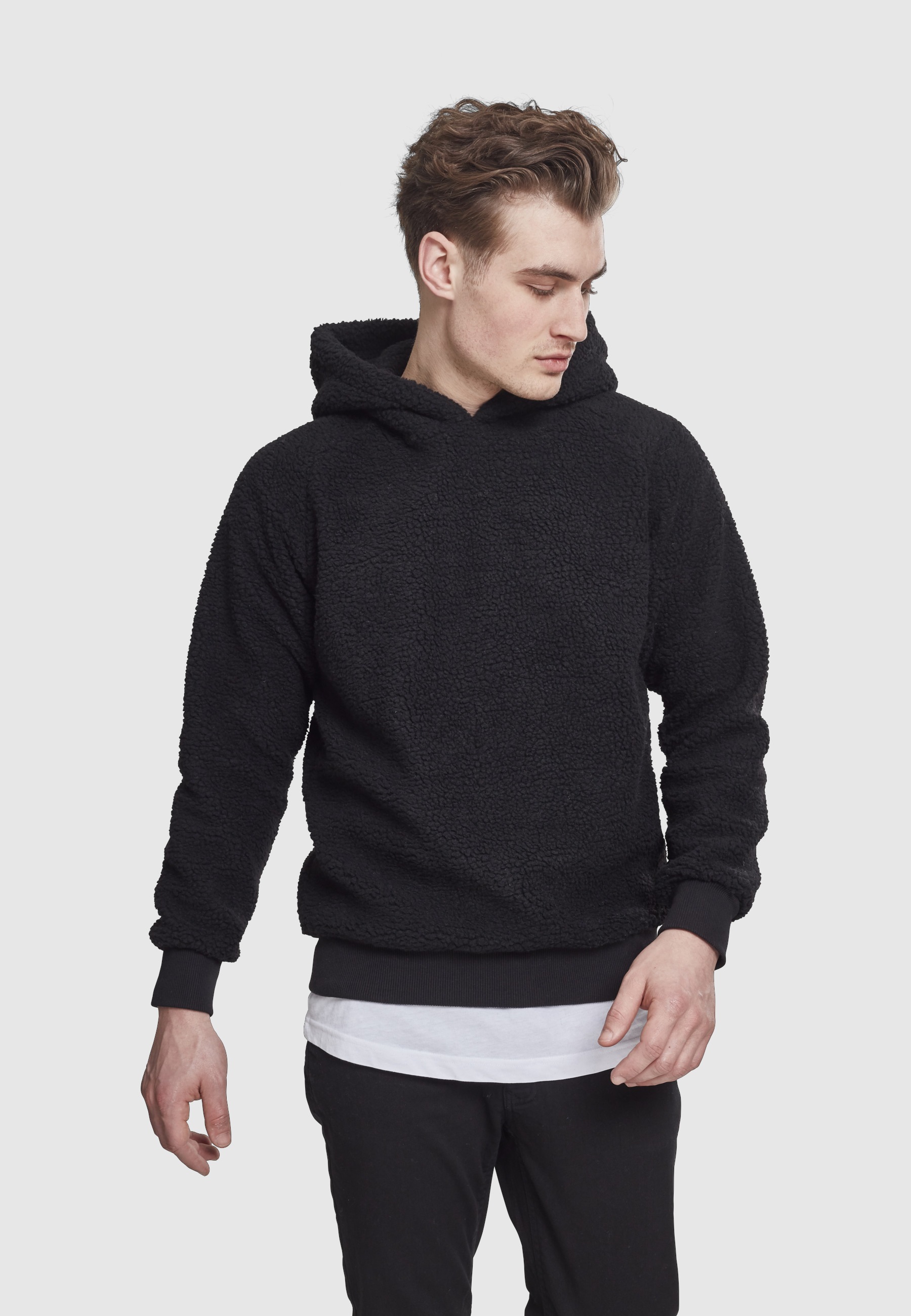 URBAN CLASSICS Rundhalspullover »Urban Classics Herren Sherpa Hoody« 1 Stk.