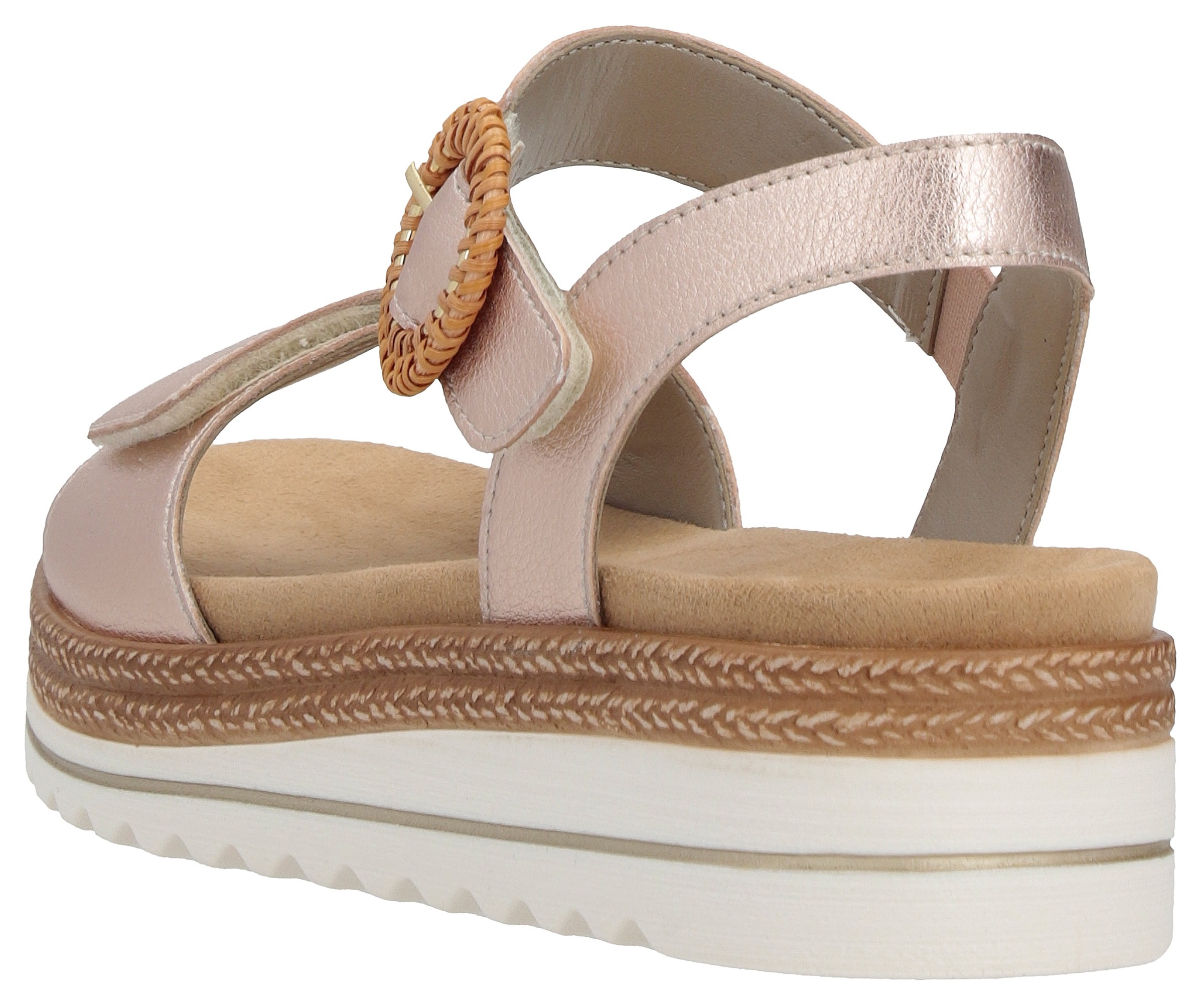 Keilsandalette REMONTE, Damen, Gr. 42, braun (kupferfarben), Leder, metallic, Schuhe, Sommerschuh, Riemchensandale mit praktischen Klettverschlüssen 3