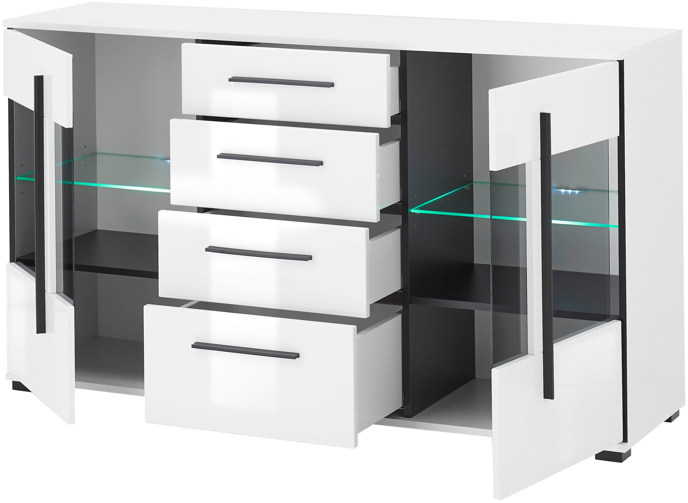 INOSIGN Sideboard »Cantara, moderner Schrank, Kommode in Eiche Evoke oder weiß«, schwarze Stangengriffe, ausreichend Stauraum, vielseitig einsetzbar