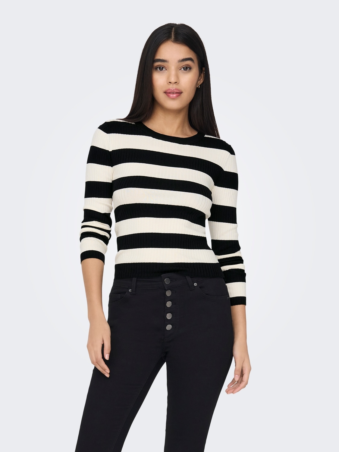 JDY Rundhalspullover "JDYPLUM L/S O-NECK PULLOVER KNT NOOS", im Ringel-Look günstig online kaufen