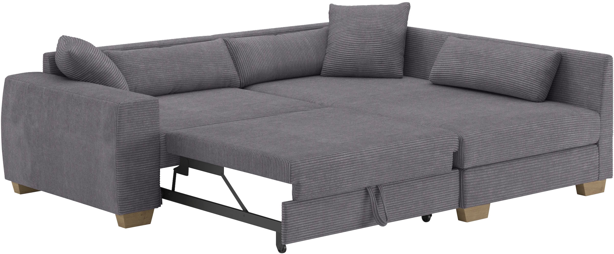 Mr. Couch Ecksofa »Helena L-Form«, mit Taschenfederkern, bis 140 kg belastbar, wahlweise mit Bett