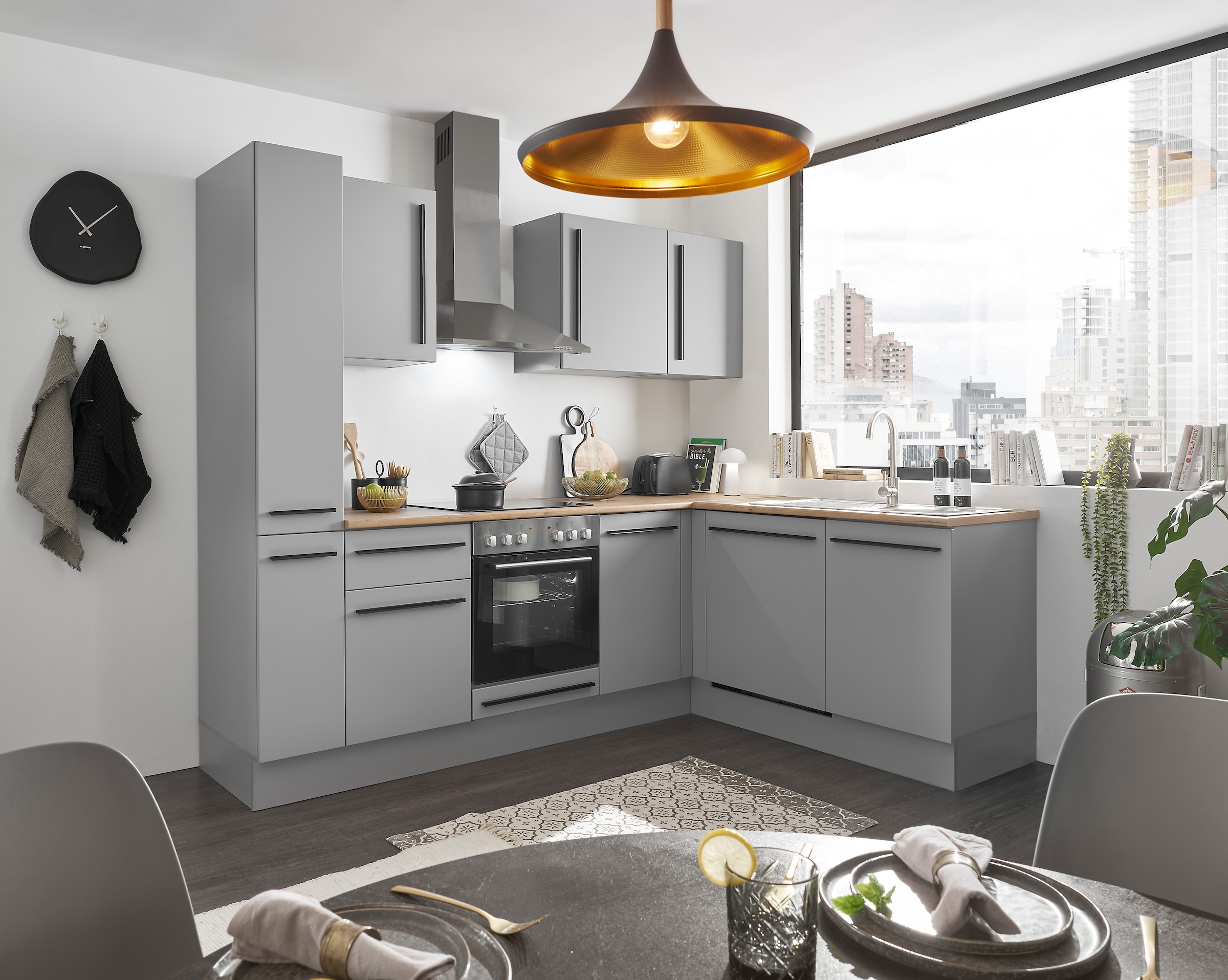 BASIC by Balculina Winkelküche »Denver, Küche BxHxT 250/115 x 211 x 60«, Breite 250 cm, wahlweise mit E-Geräten und Induktion